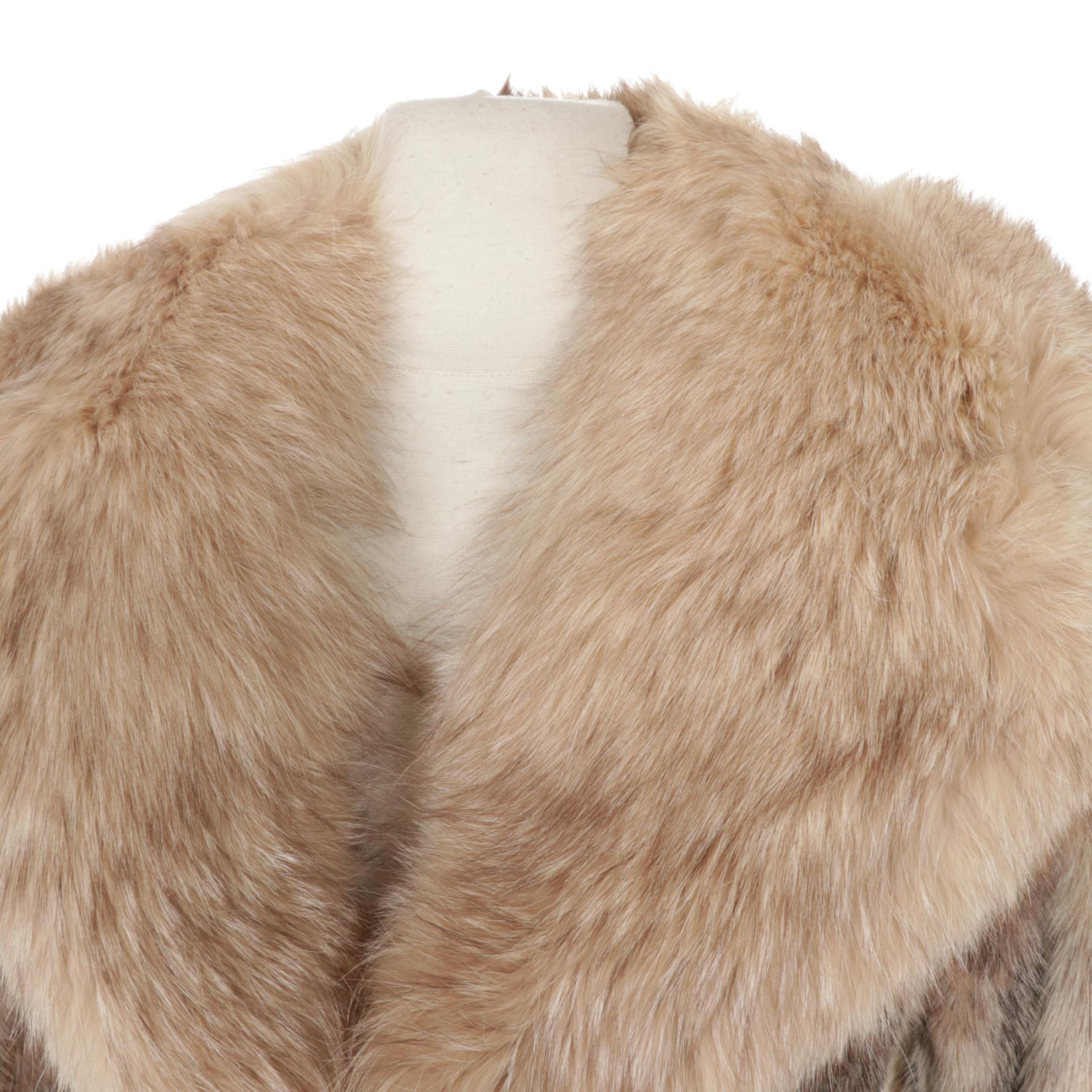 Cross Mink Fur Belted Long Coat with Fox Fur Shawl Collar by Montaldo's