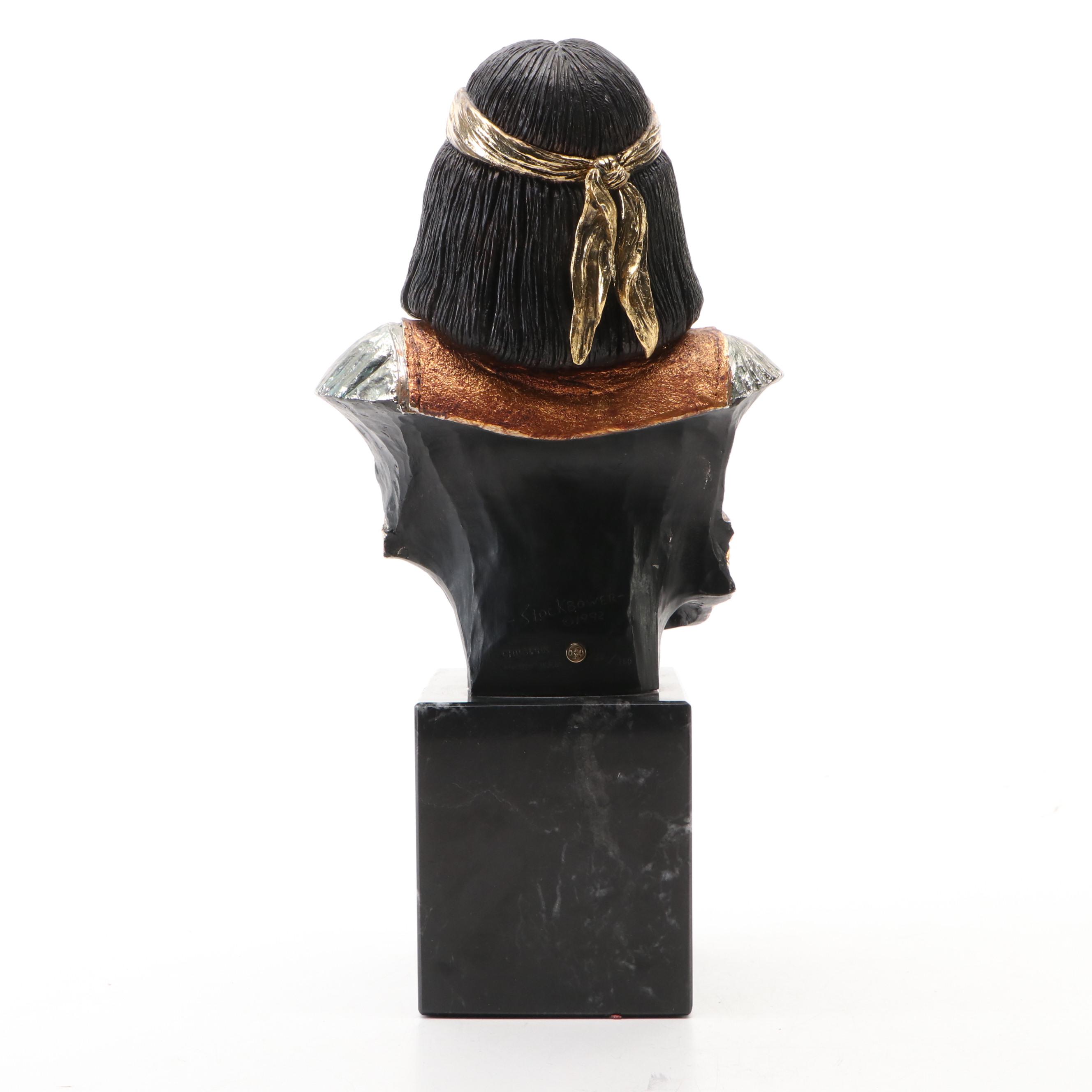 Polychrome Pewter Sculpture After Joe Slockbower "Geronimo," Late 20th Century