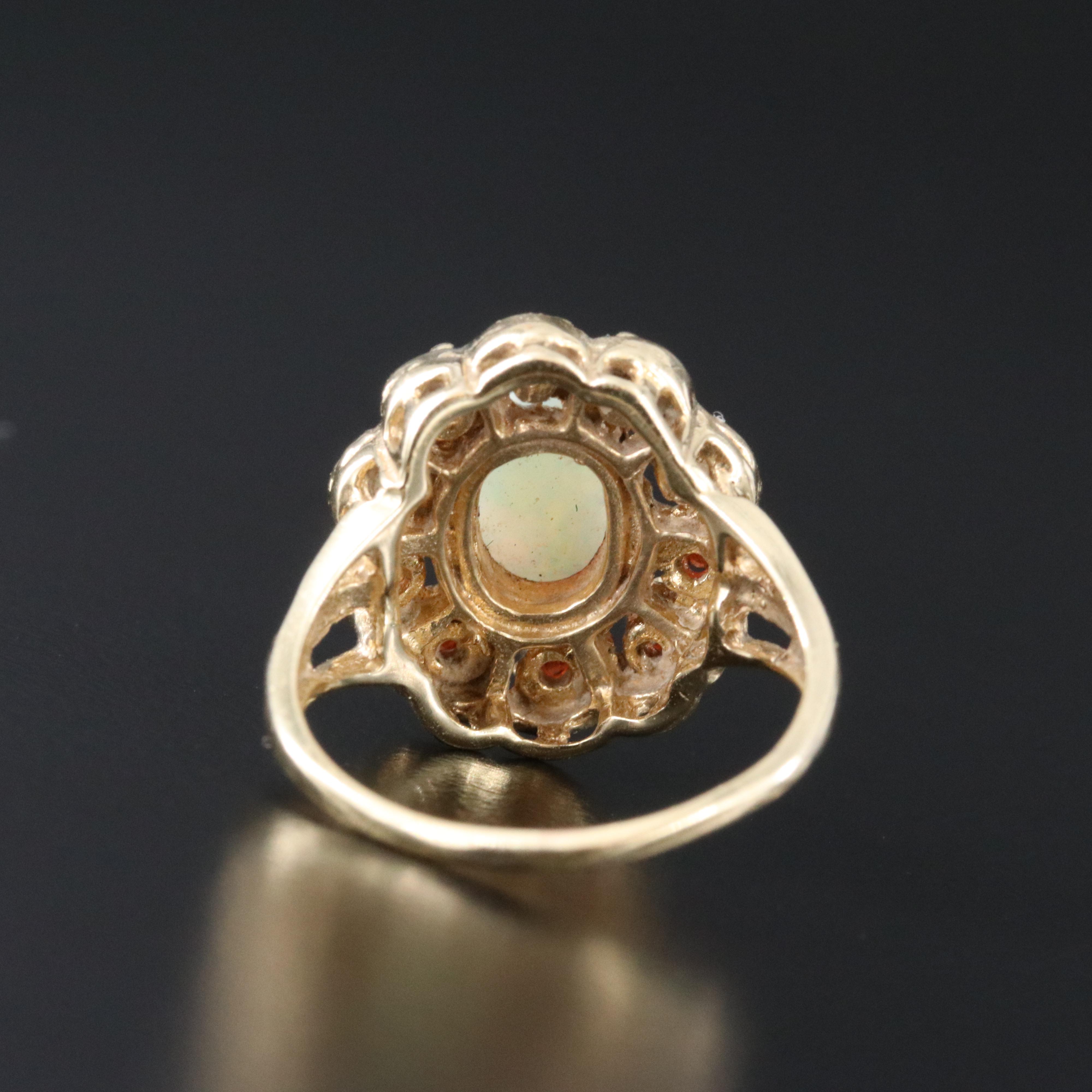 14K Opal and Garnet Ring