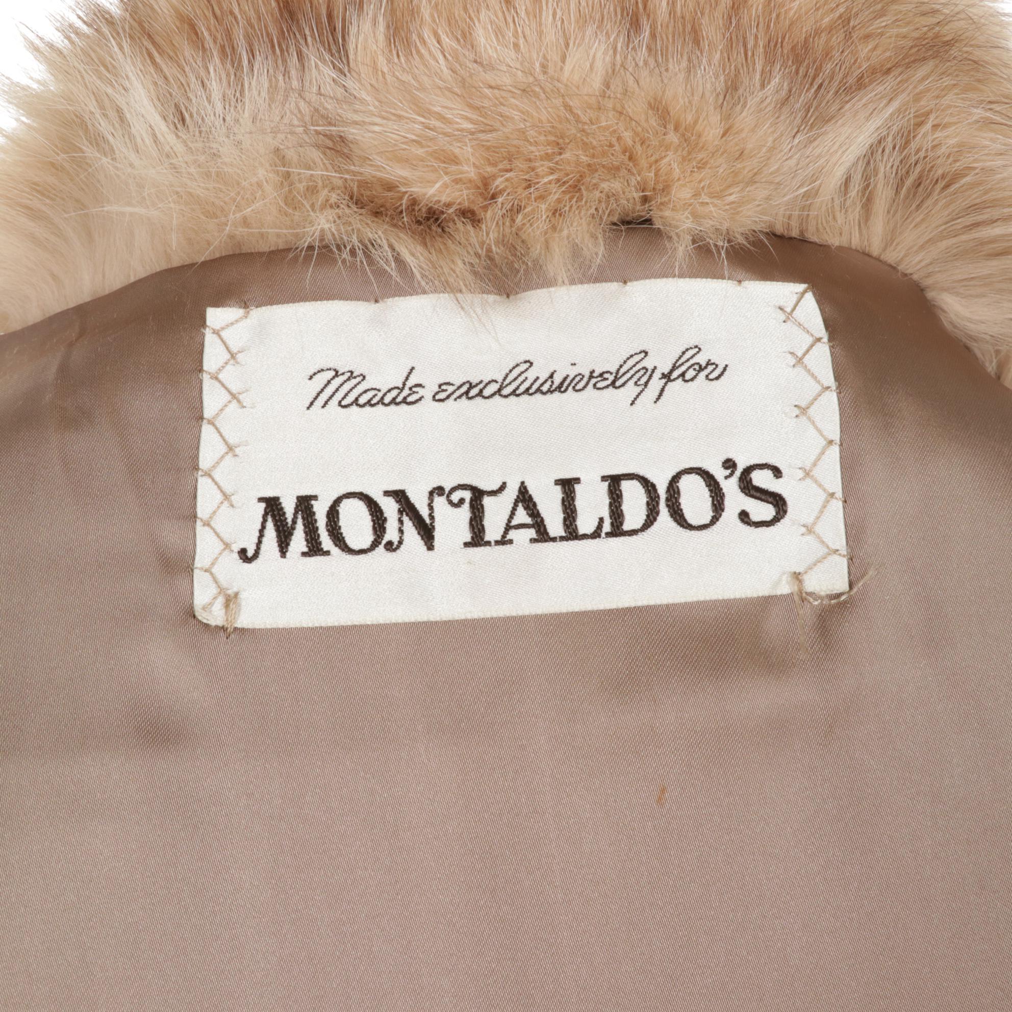 Cross Mink Fur Belted Long Coat with Fox Fur Shawl Collar by Montaldo's