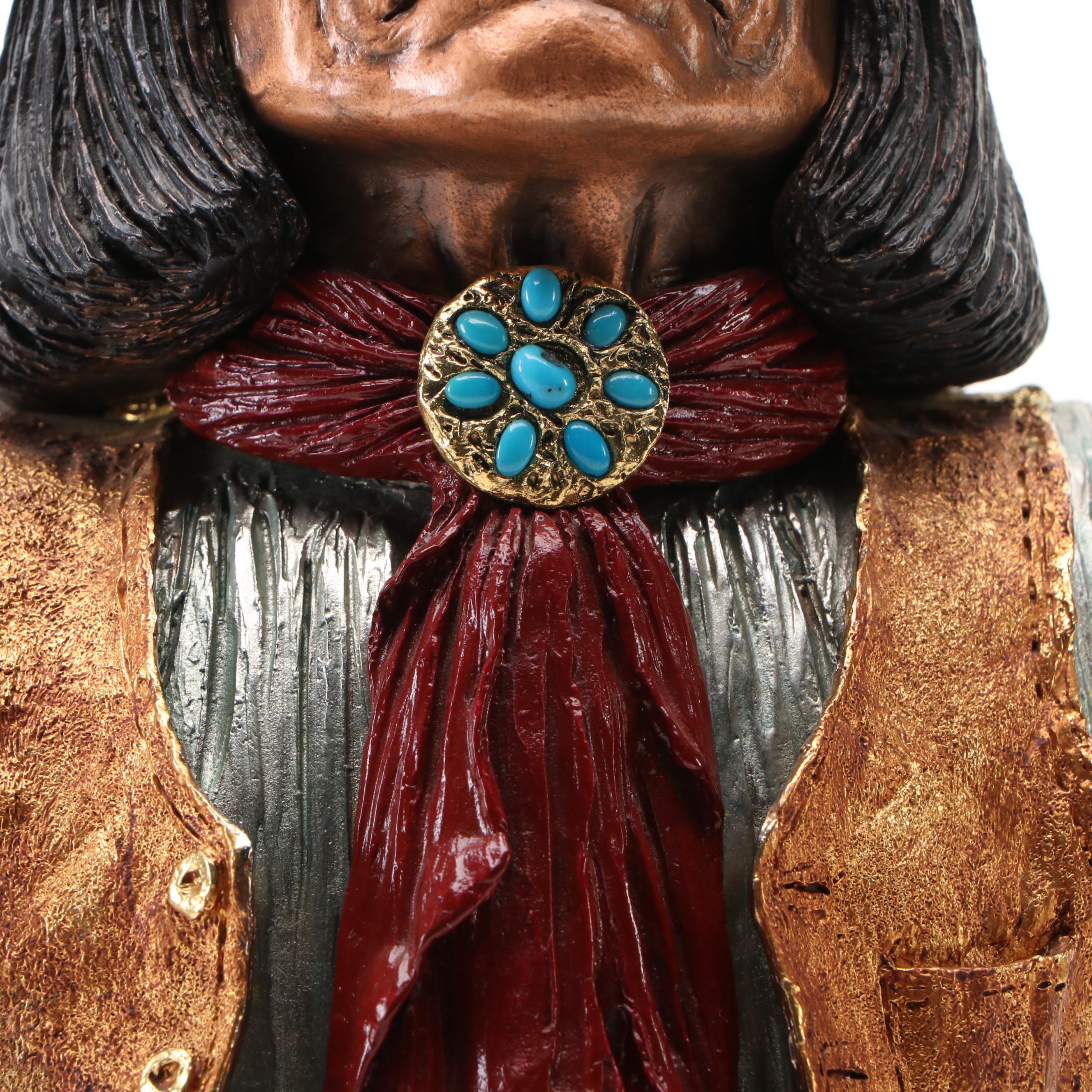 Polychrome Pewter Sculpture After Joe Slockbower "Geronimo," Late 20th Century