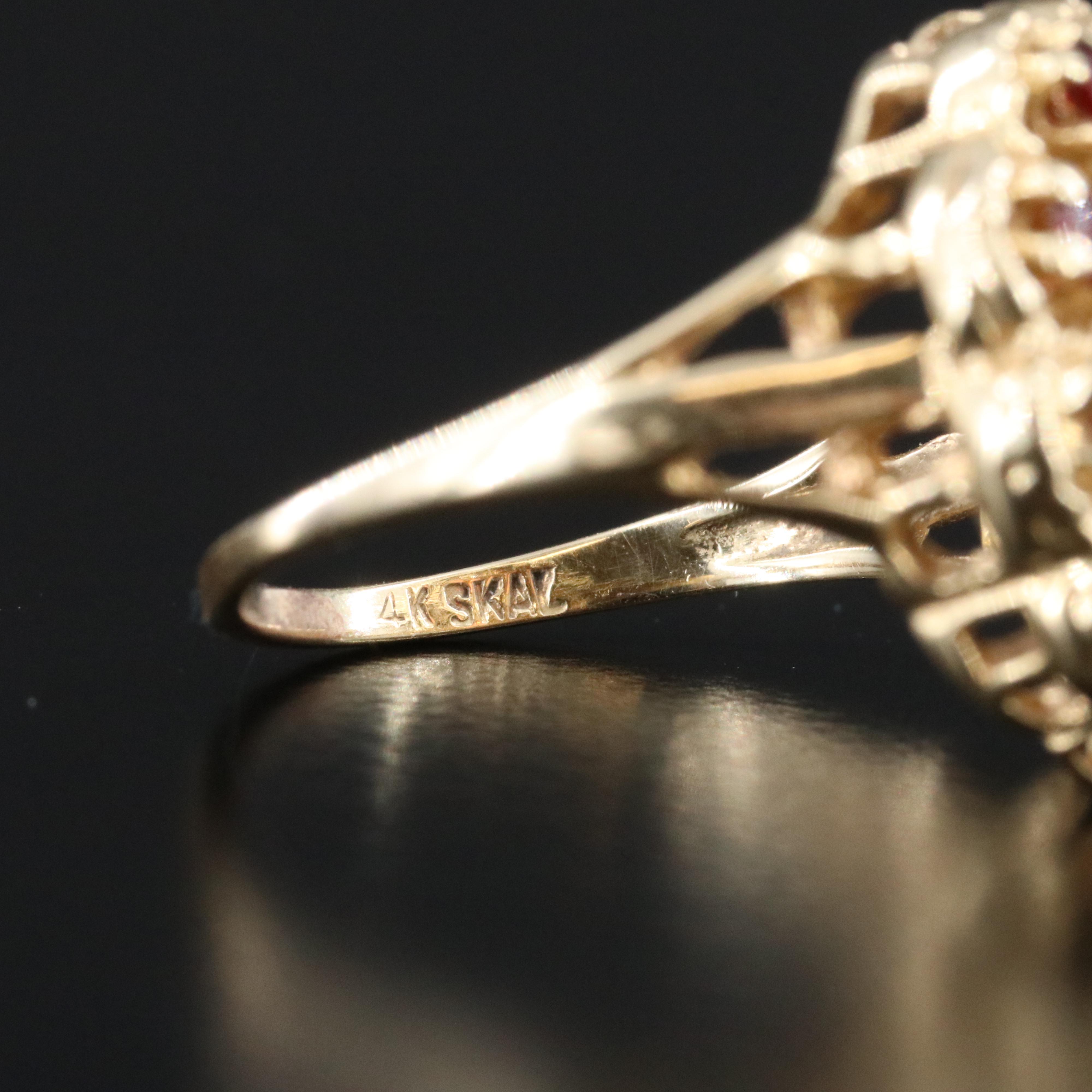 14K Opal and Garnet Ring