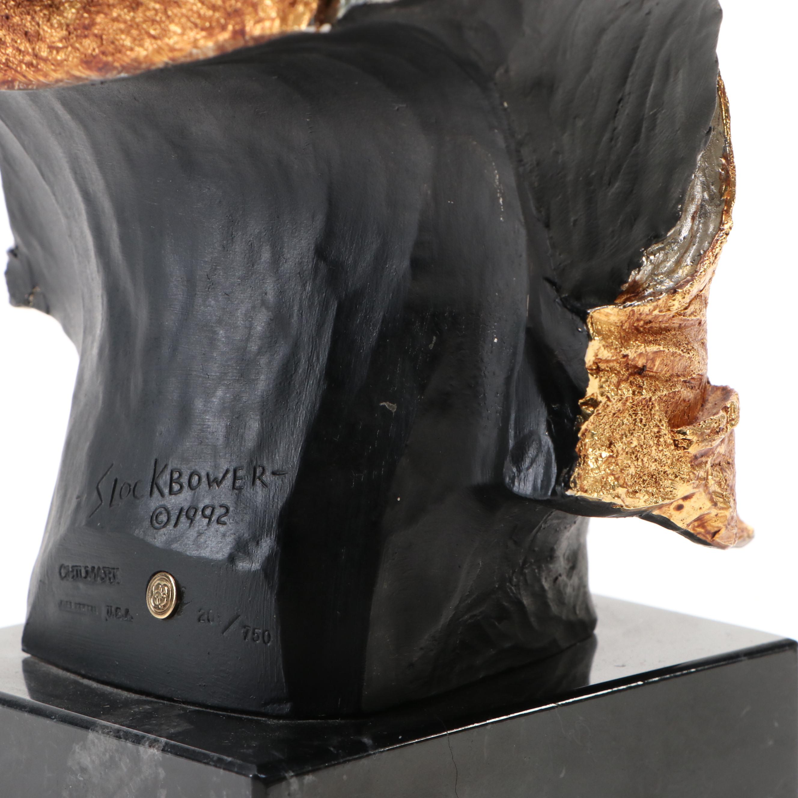 Polychrome Pewter Sculpture After Joe Slockbower "Geronimo," Late 20th Century