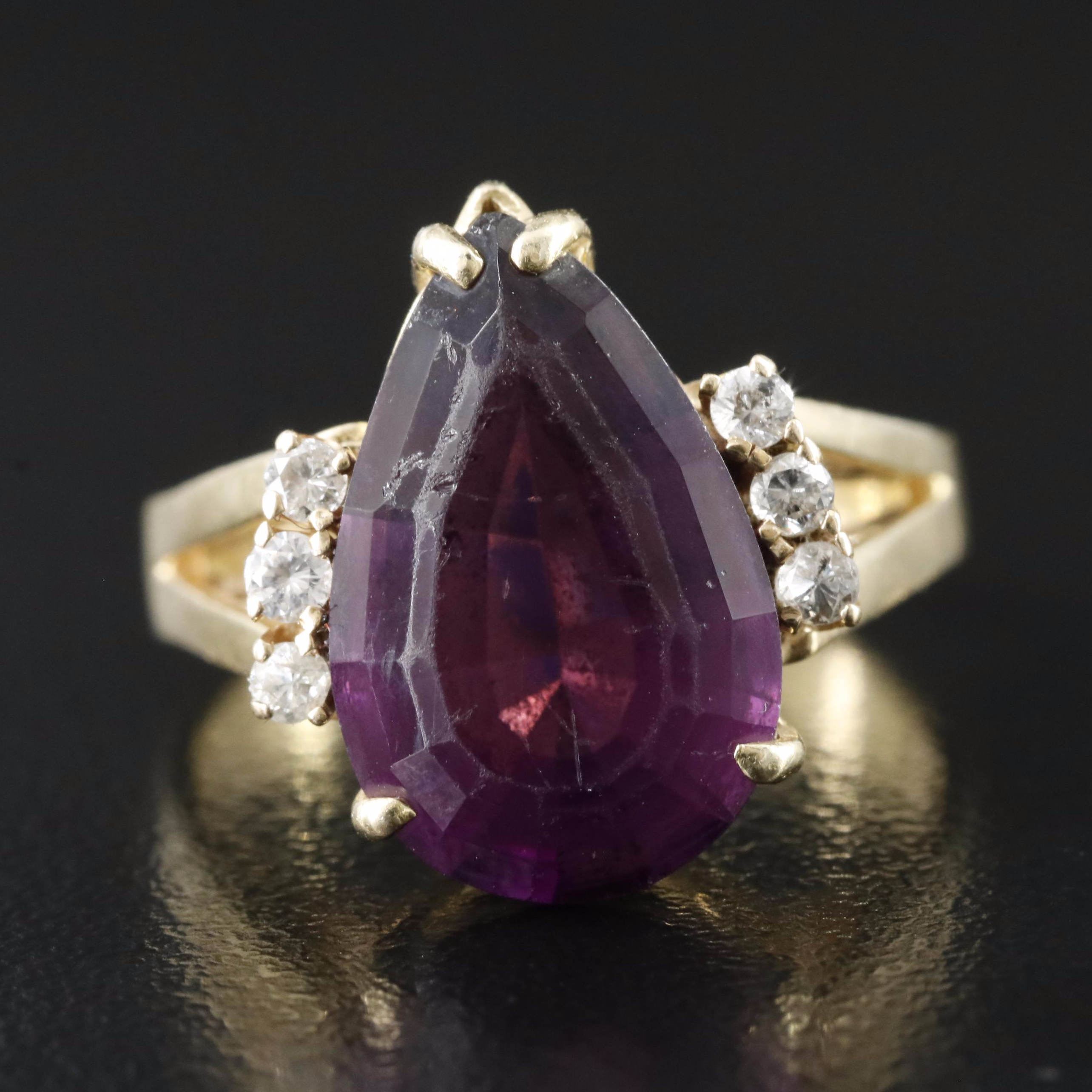 14K Glass and Diamond Ring