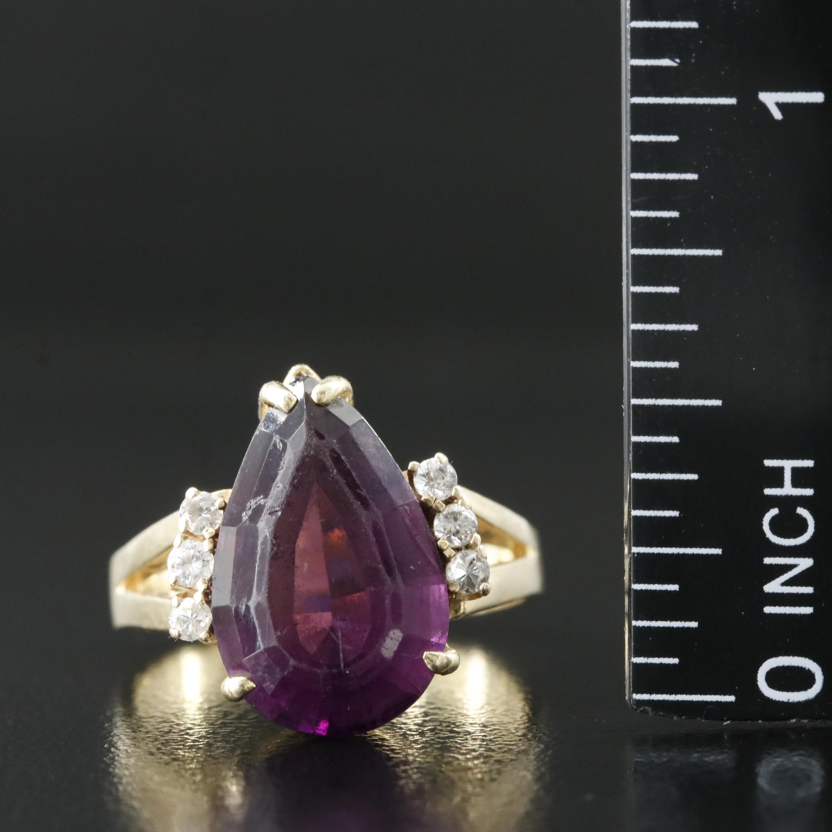 14K Glass and Diamond Ring