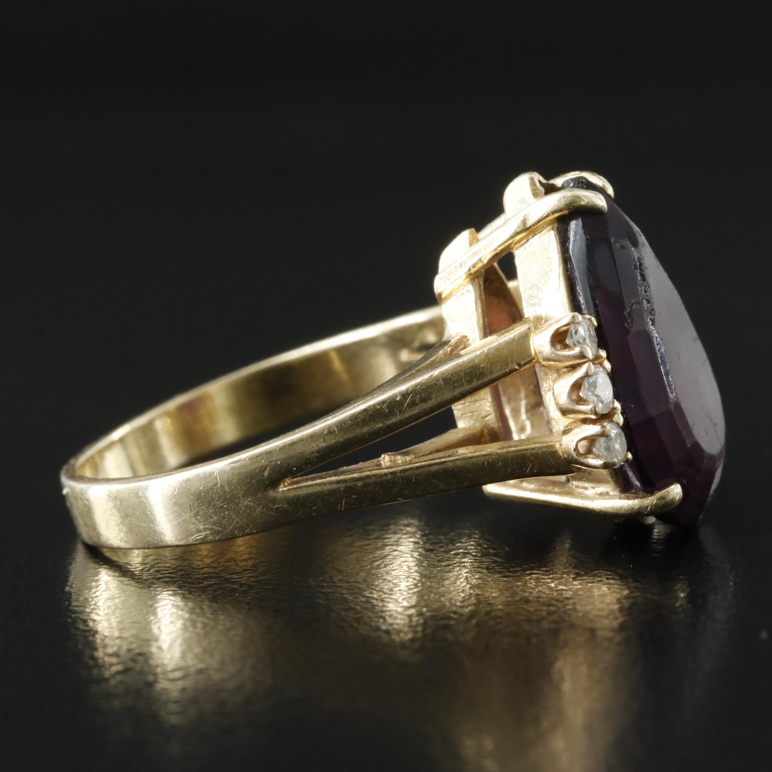 14K Glass and Diamond Ring