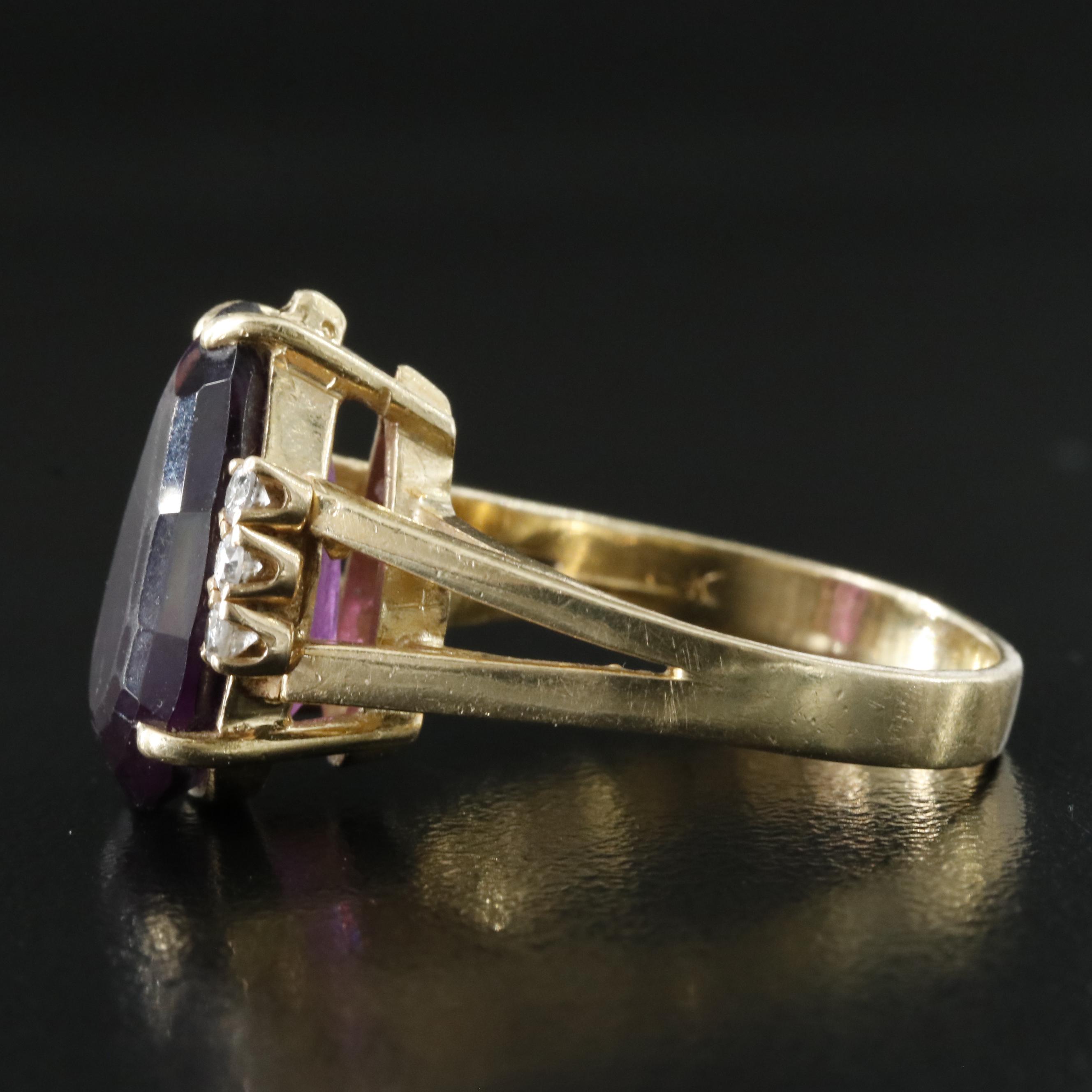 14K Glass and Diamond Ring