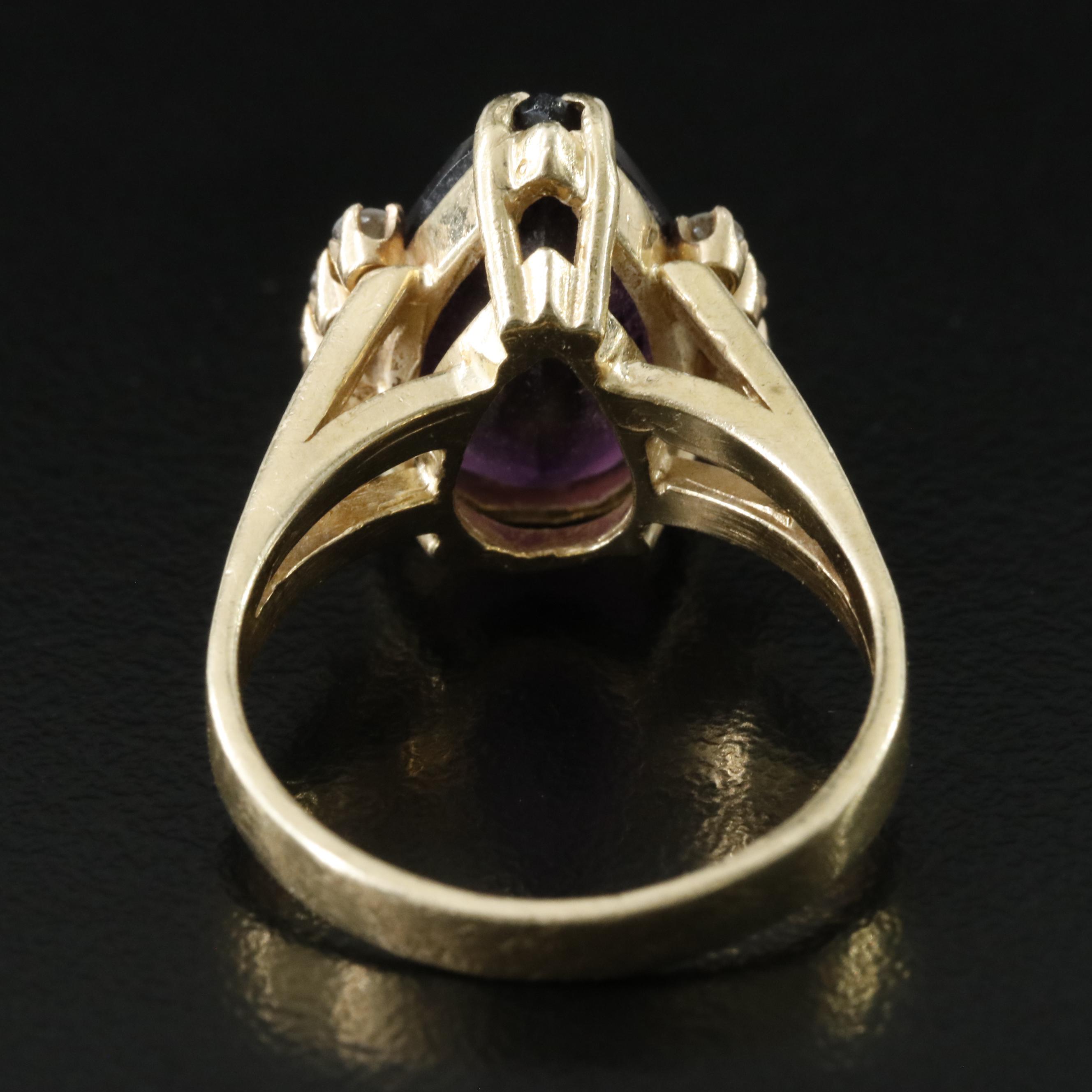 14K Glass and Diamond Ring