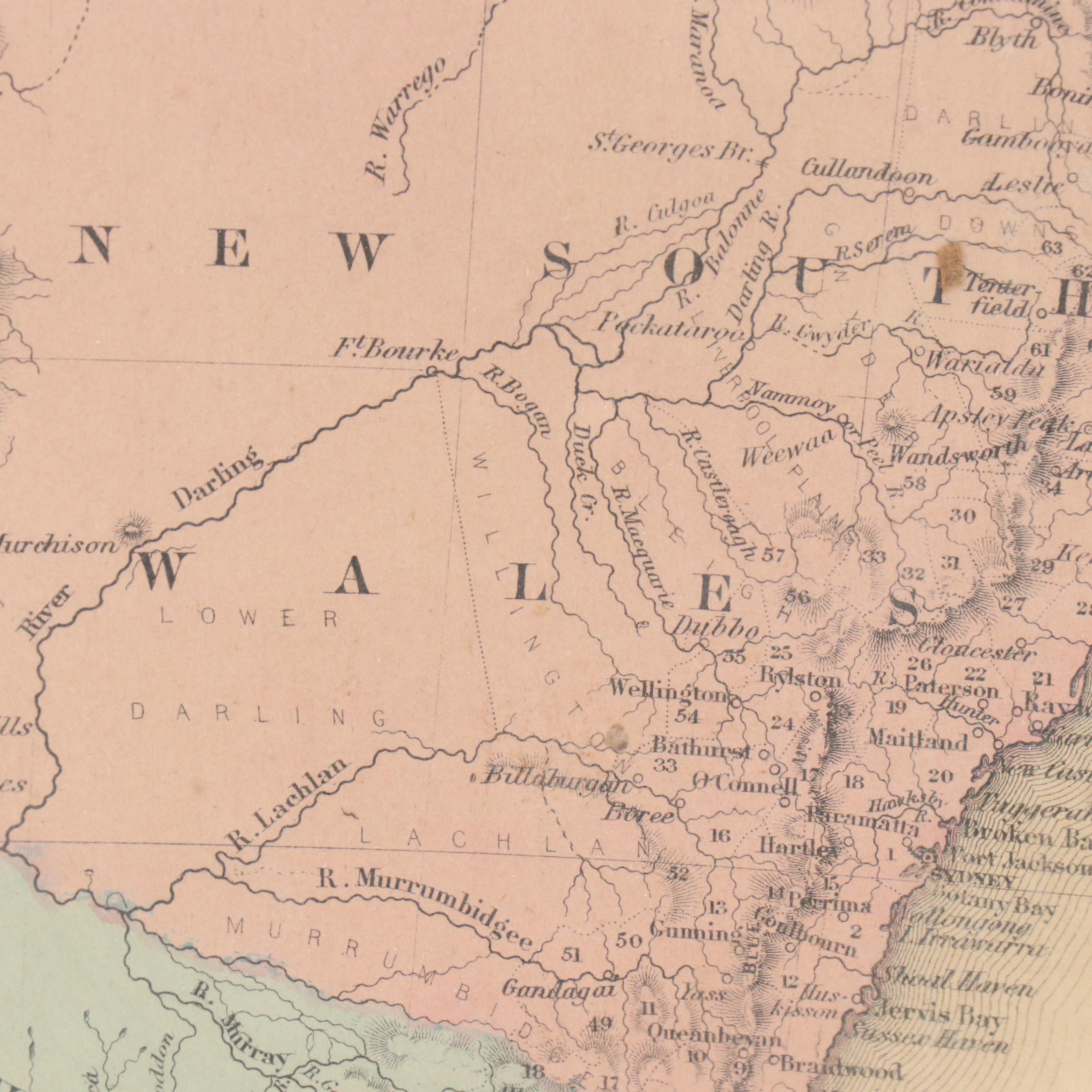 J. H. Colton & Co. Hand-Colored Engraved Map "Australia," Circa 1855