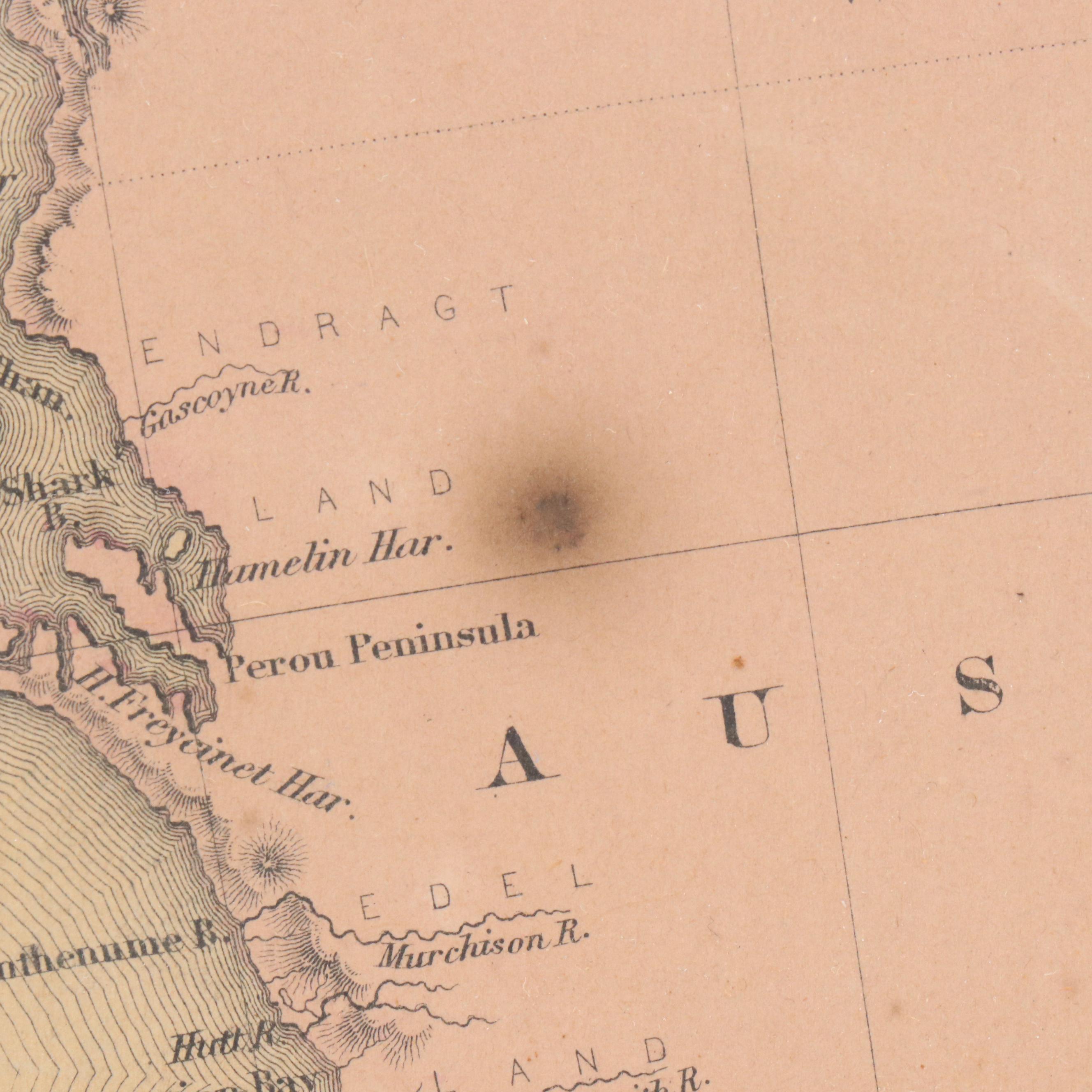 J. H. Colton & Co. Hand-Colored Engraved Map "Australia," Circa 1855
