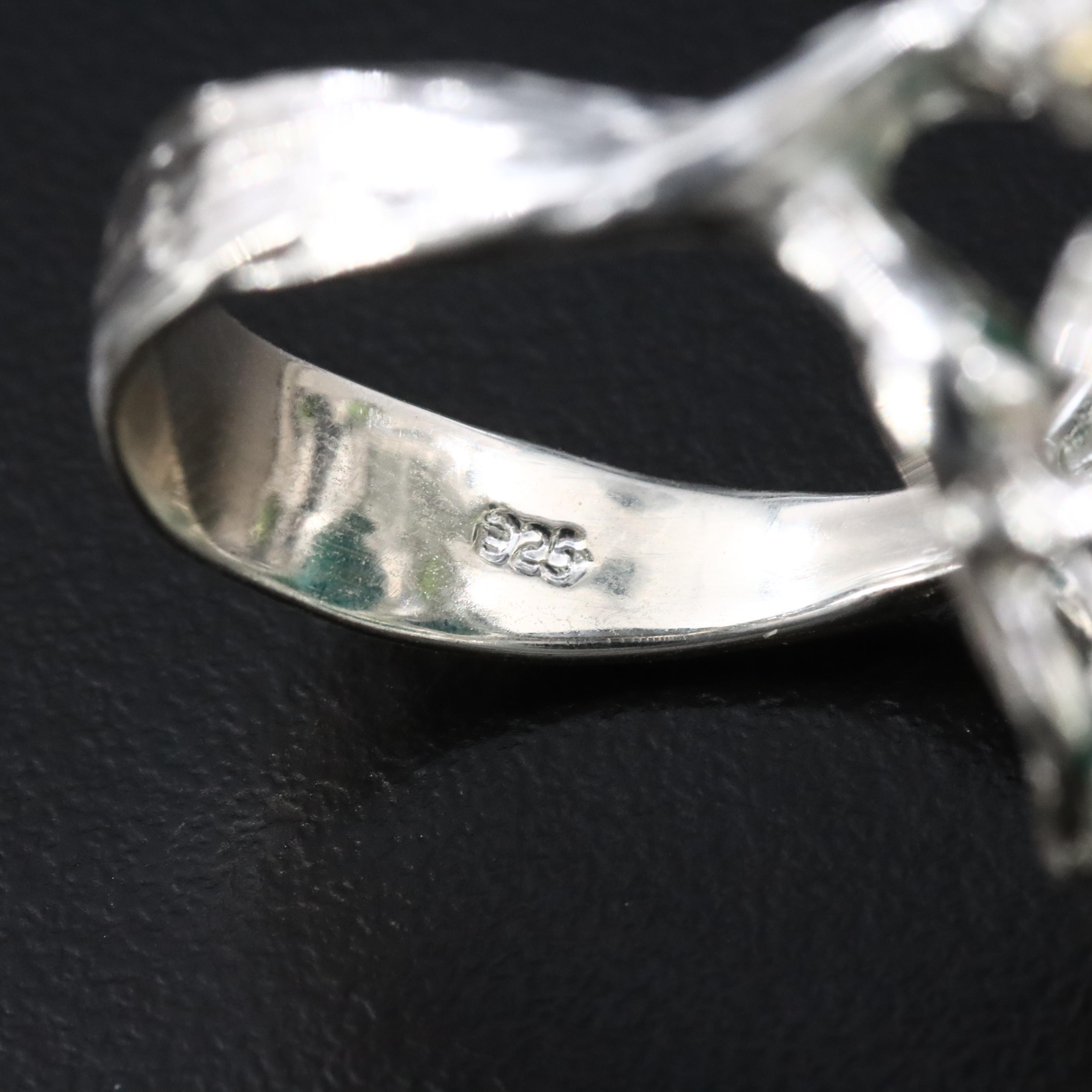 Sterling Beryl and Diopside Ring