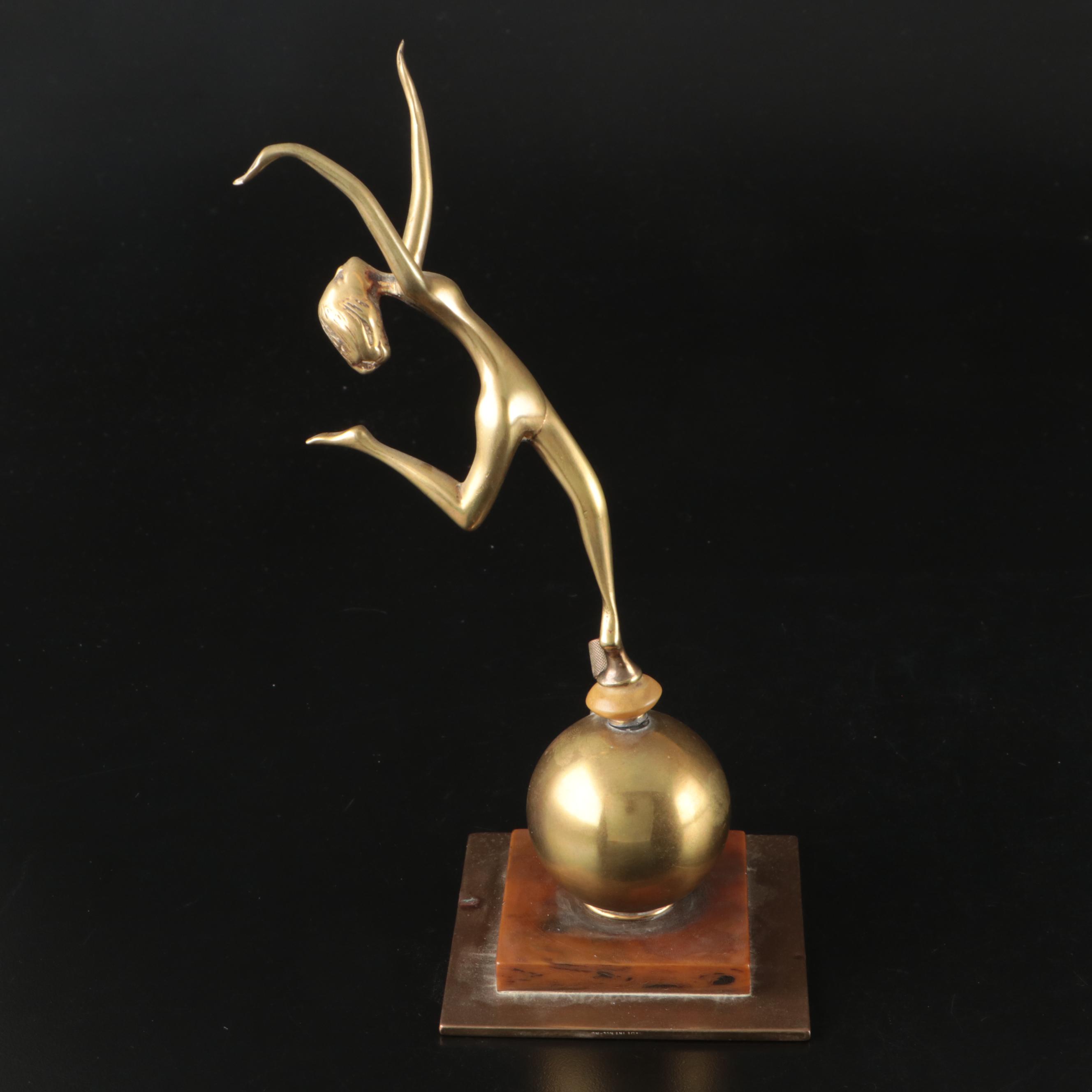 Art Deco Style Brass Table Striker Lighter