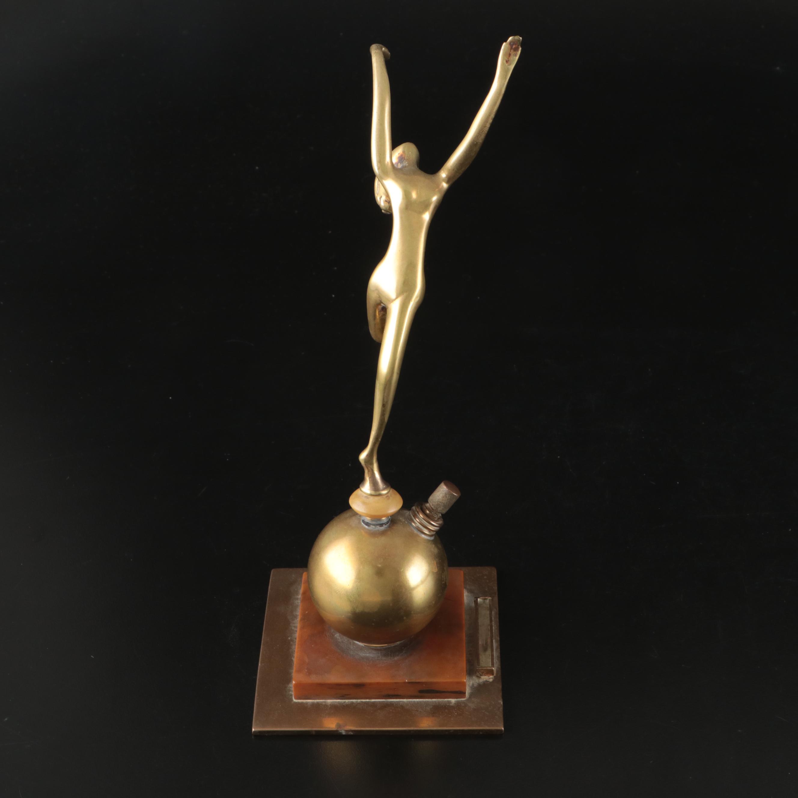 Art Deco Style Brass Table Striker Lighter