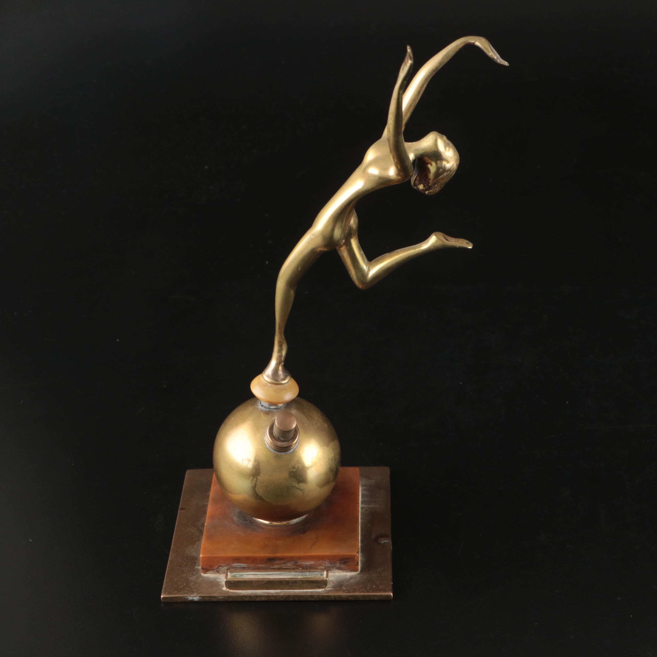 Art Deco Style Brass Table Striker Lighter