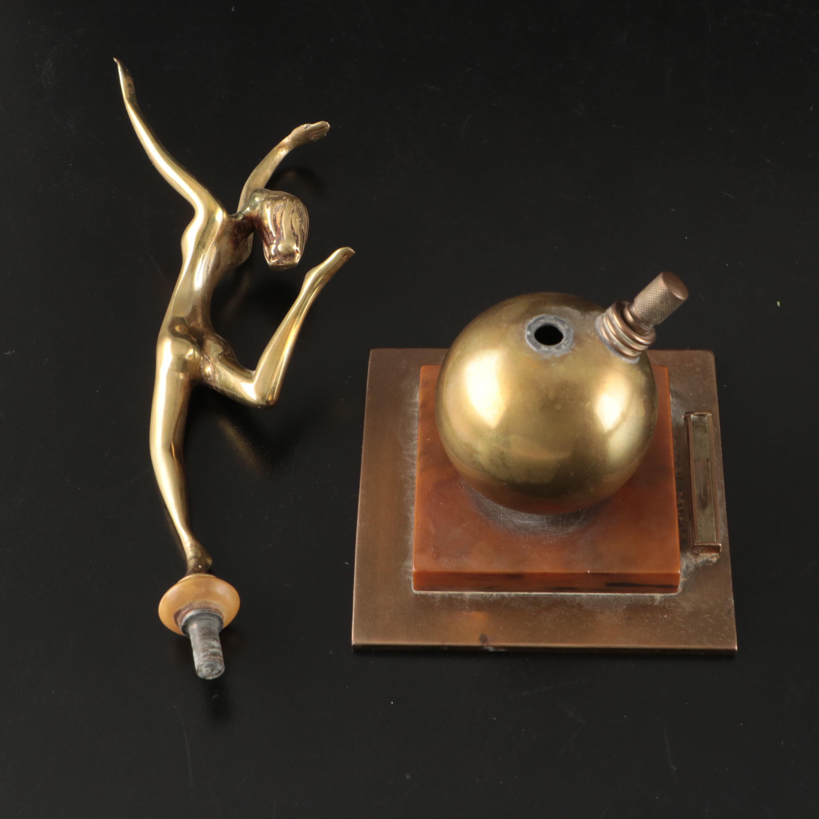 Art Deco Style Brass Table Striker Lighter