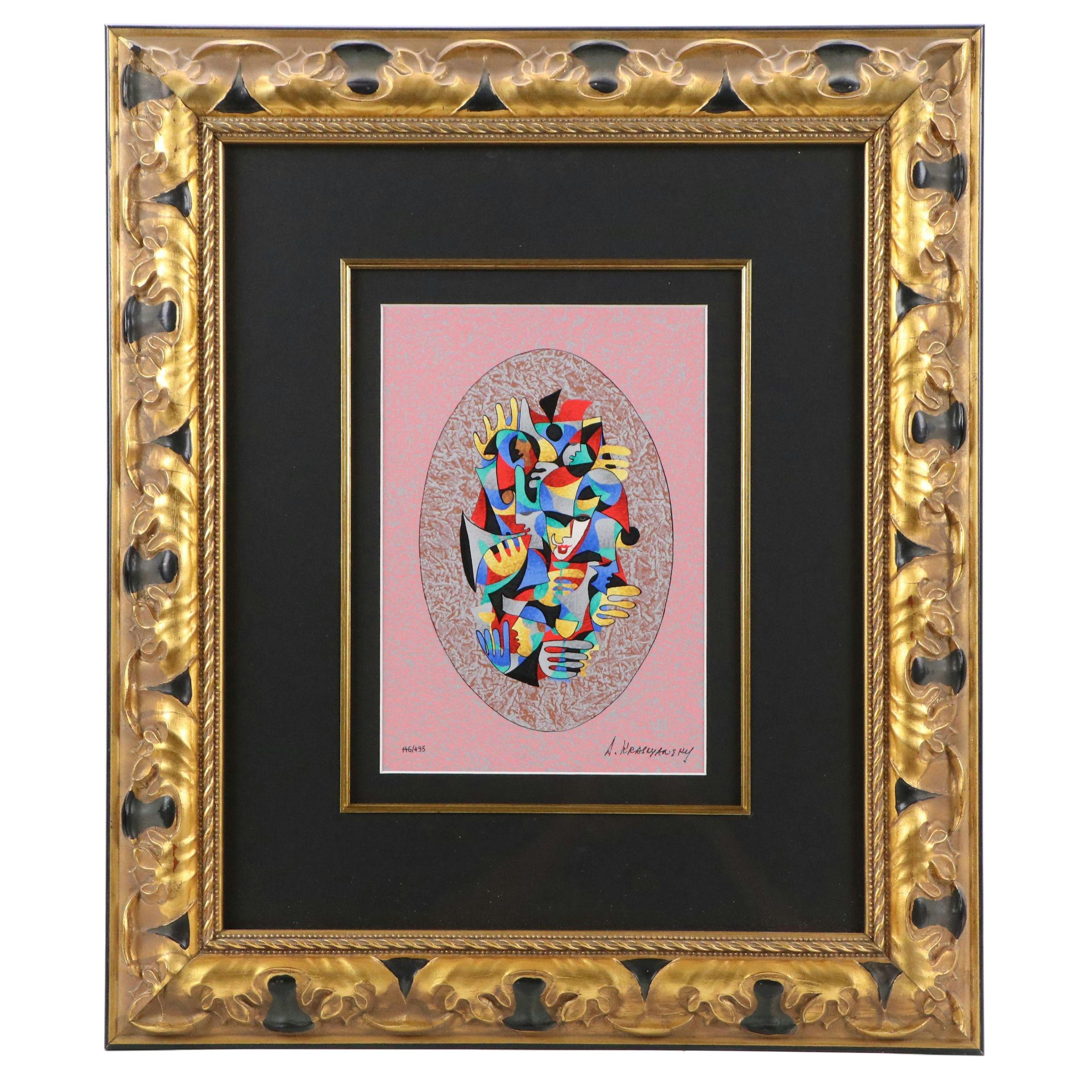 Anatole Krasnyansky Serigraph "Trumpeter's Toast"