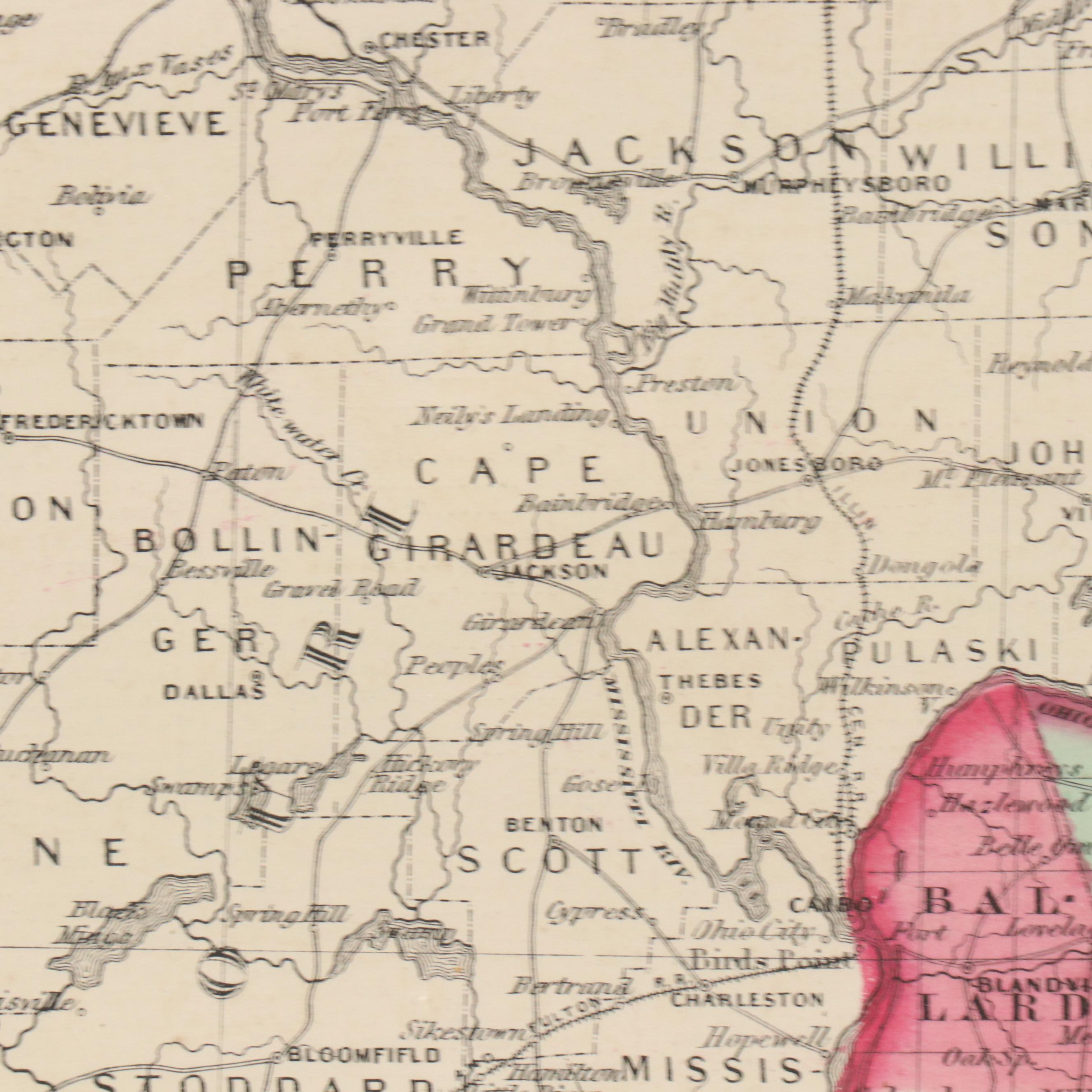 Hand-Colored Engraved County Map "Johnson's Kentucky and Tennessee," Circa 1864