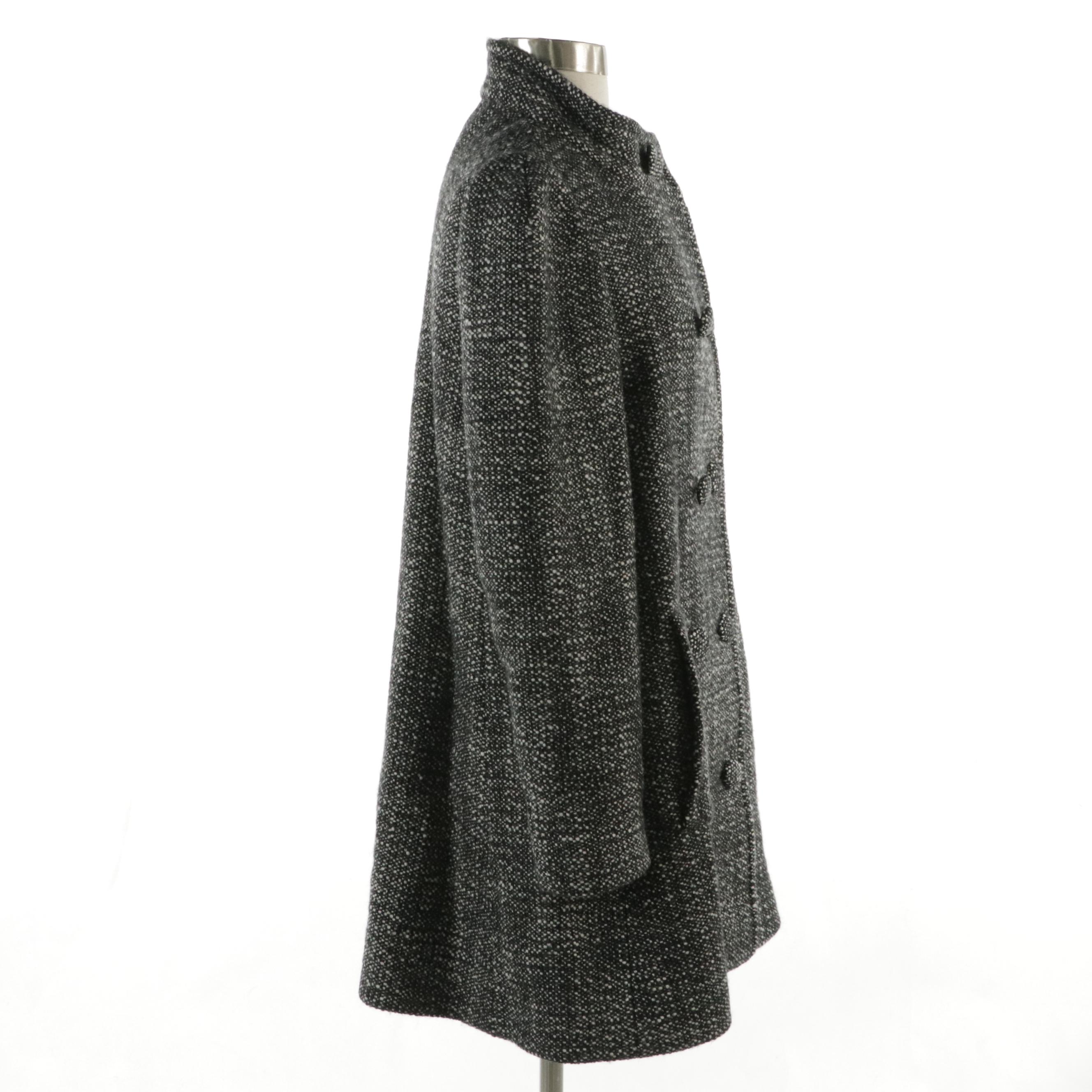 Stella McCartney Bouclé Tweed Double-Breasted Coat in Black and White