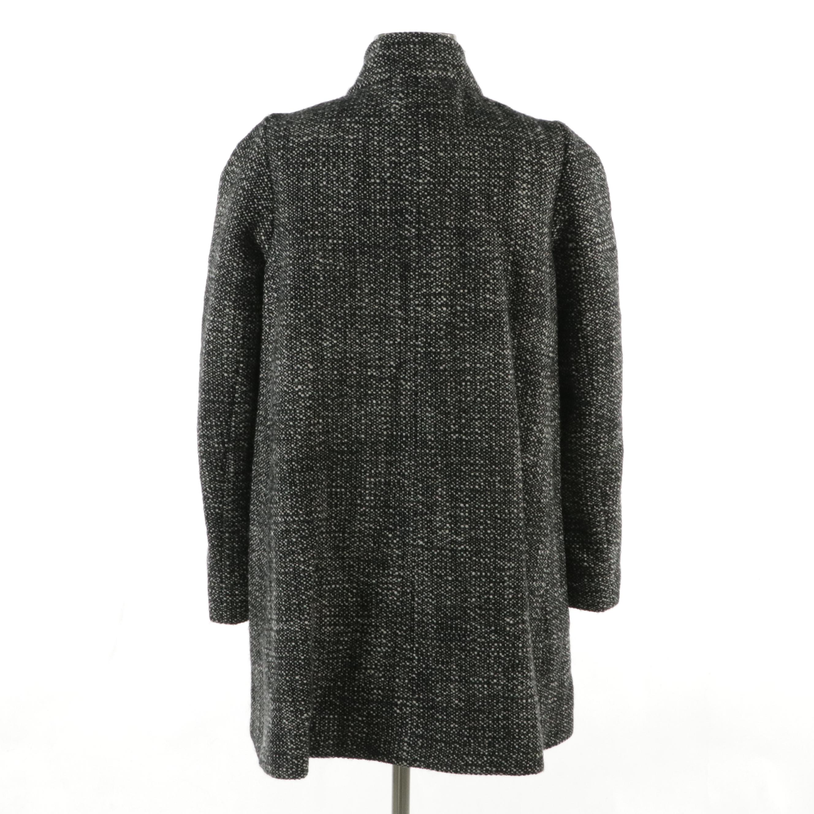 Stella McCartney Bouclé Tweed Double-Breasted Coat in Black and White
