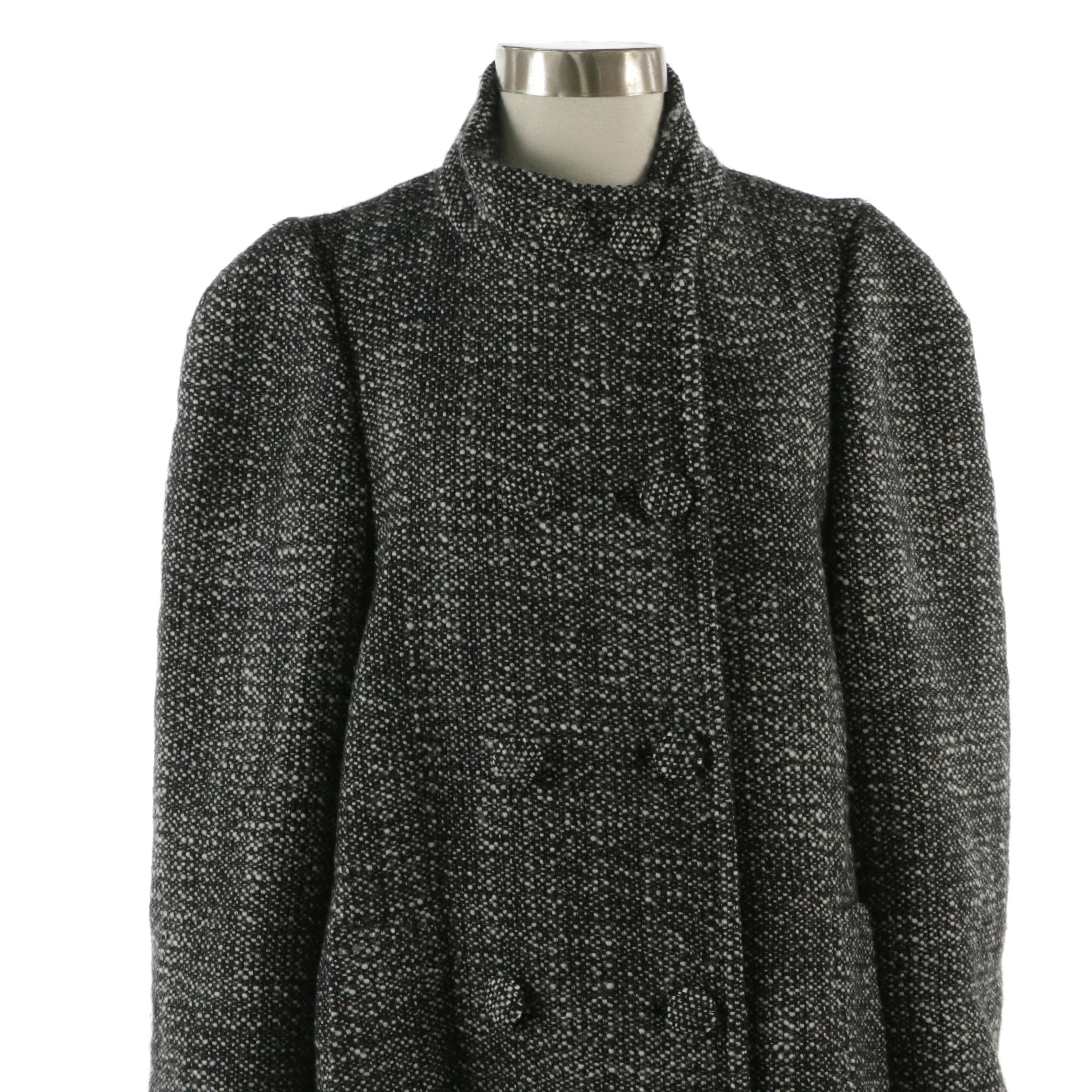 Stella McCartney Bouclé Tweed Double-Breasted Coat in Black and White