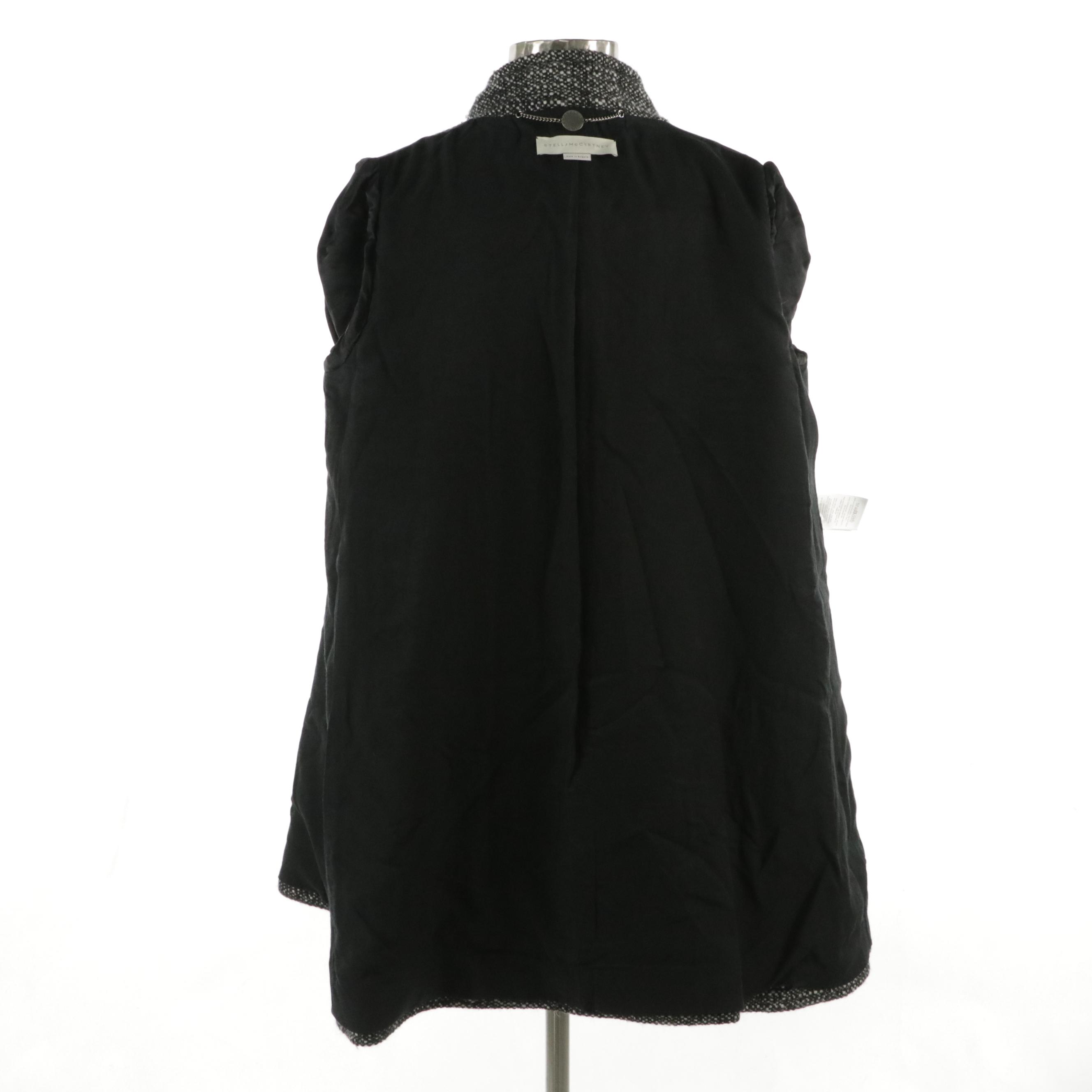 Stella McCartney Bouclé Tweed Double-Breasted Coat in Black and White