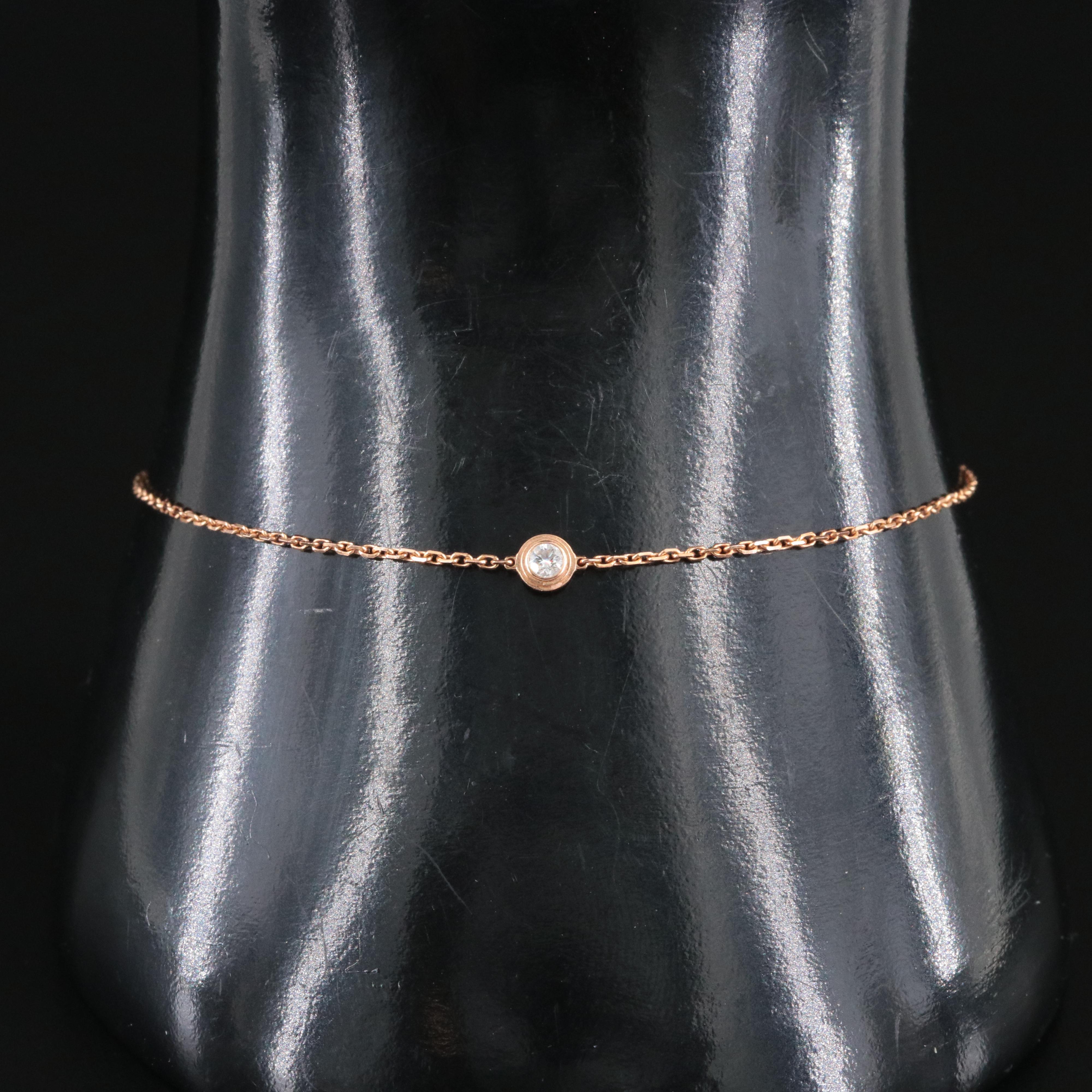 Cartier D'Amour 18K Rose Gold and Diamond Solitaire Bracelet