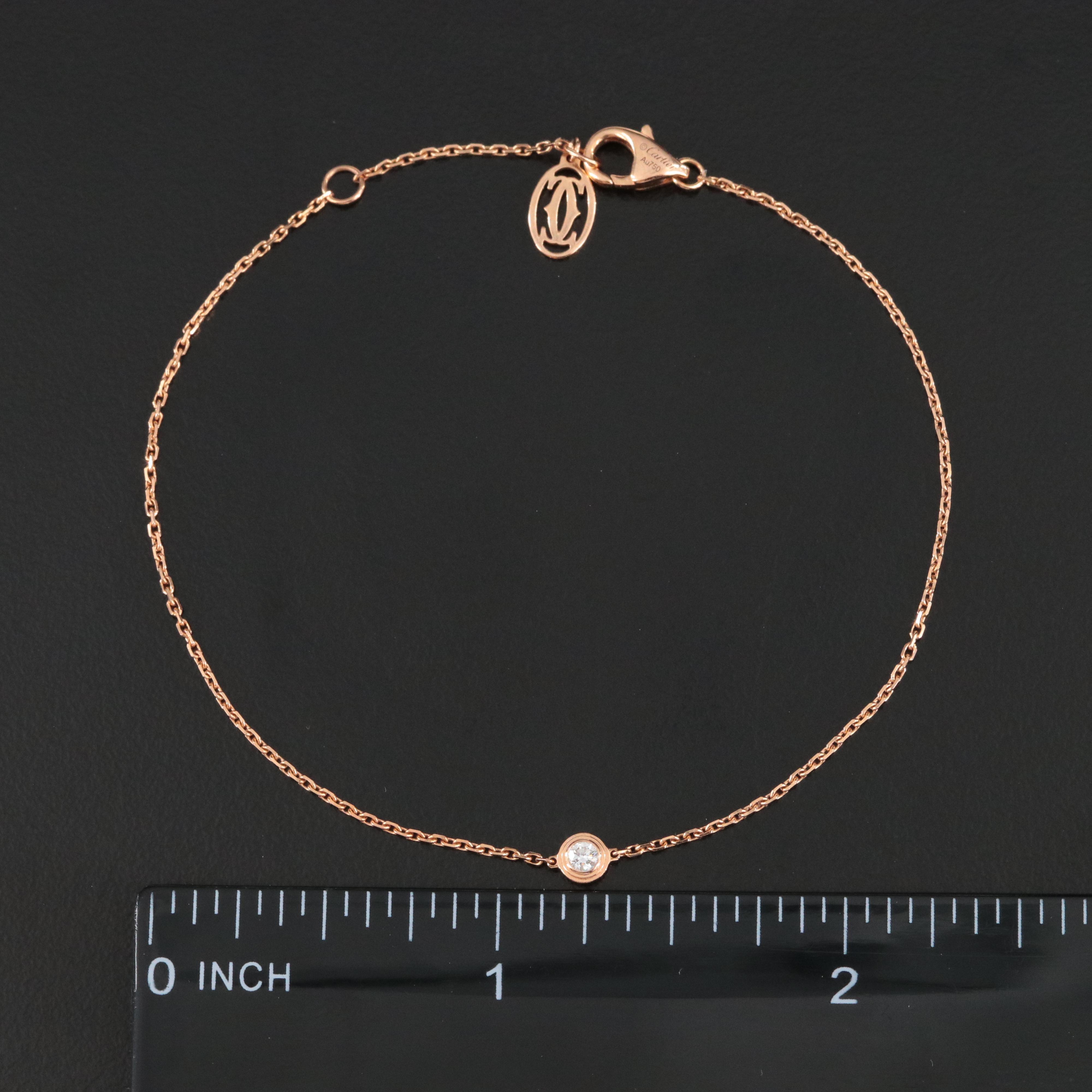 Cartier D'Amour 18K Rose Gold and Diamond Solitaire Bracelet