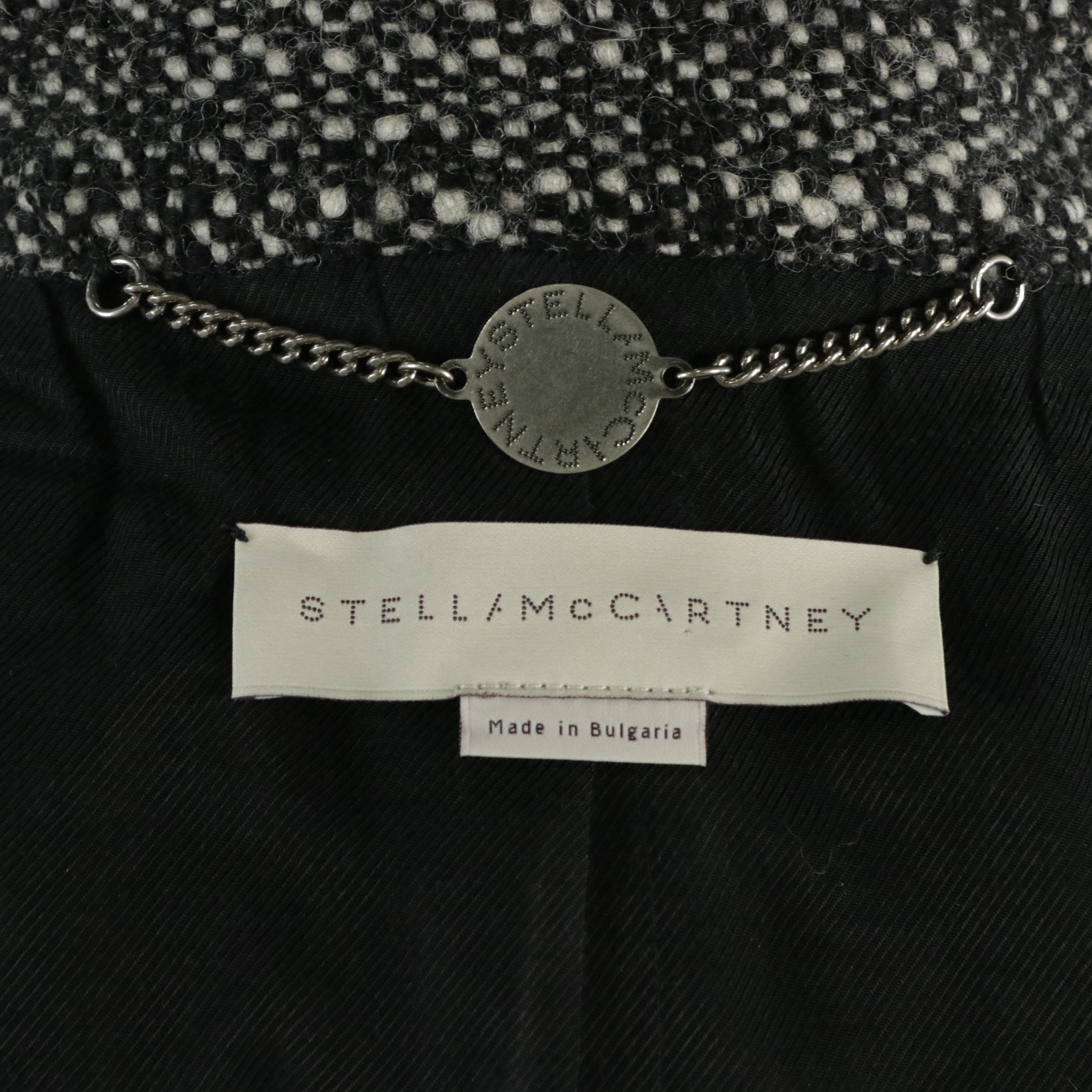 Stella McCartney Bouclé Tweed Double-Breasted Coat in Black and White