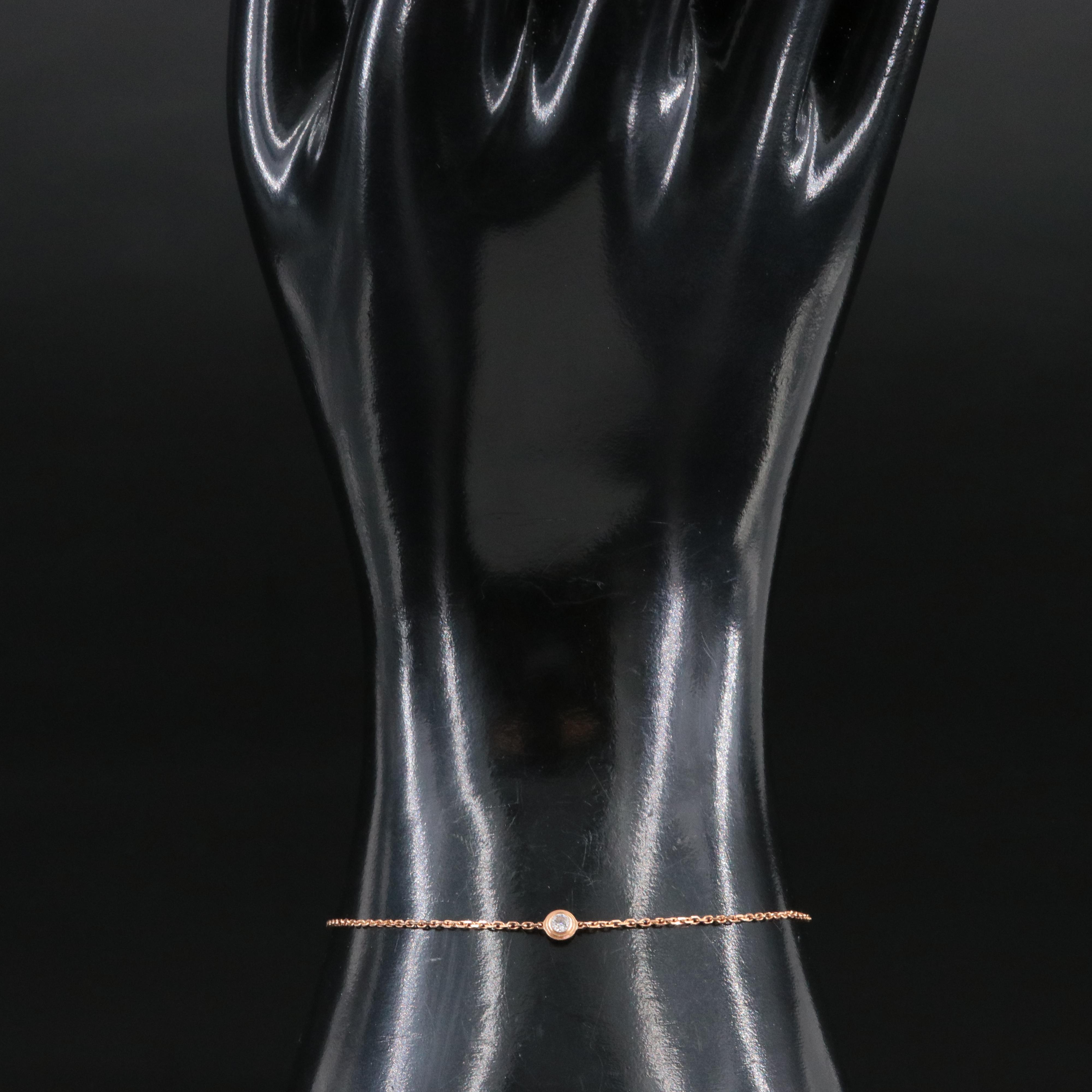 Cartier D'Amour 18K Rose Gold and Diamond Solitaire Bracelet