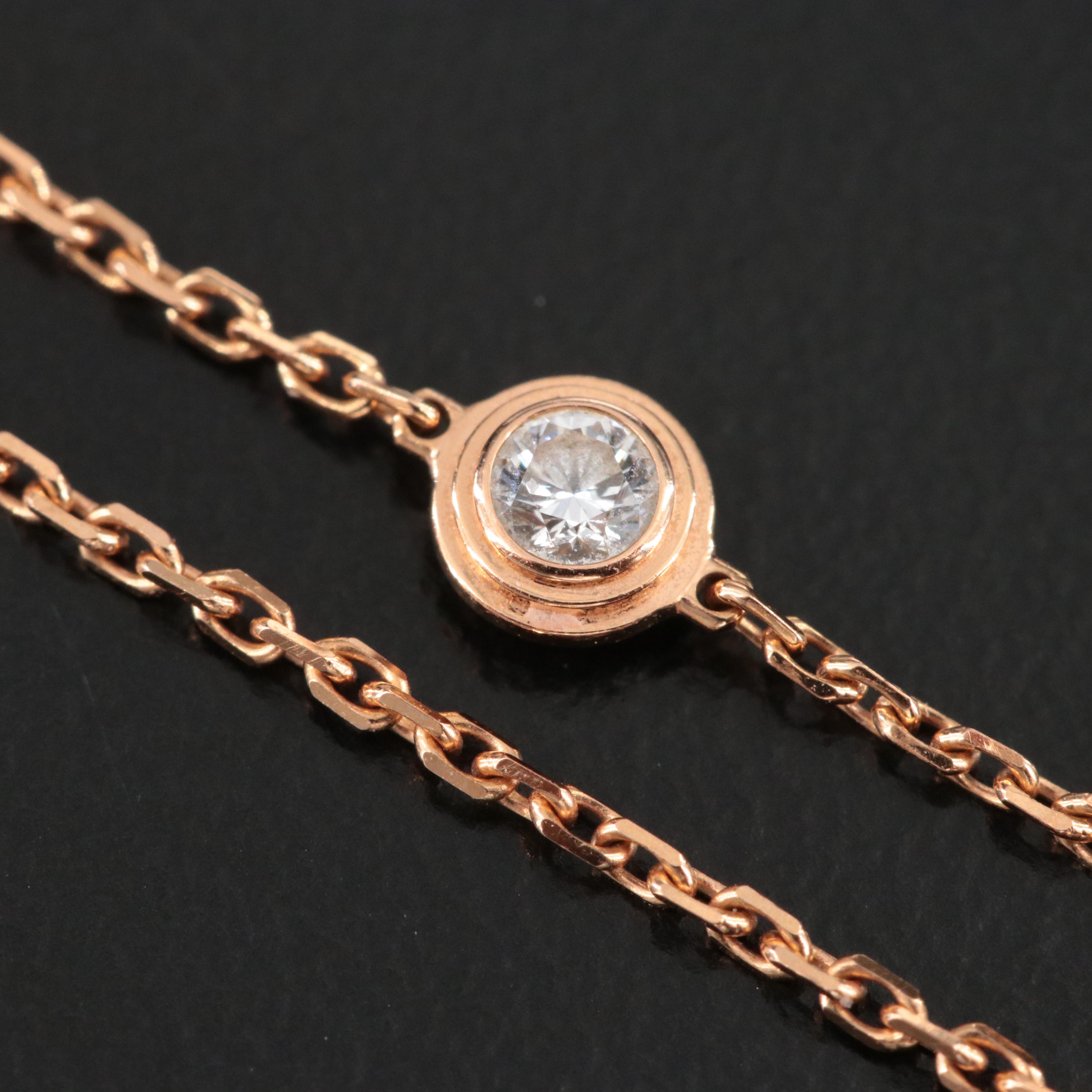 Cartier D'Amour 18K Rose Gold and Diamond Solitaire Bracelet