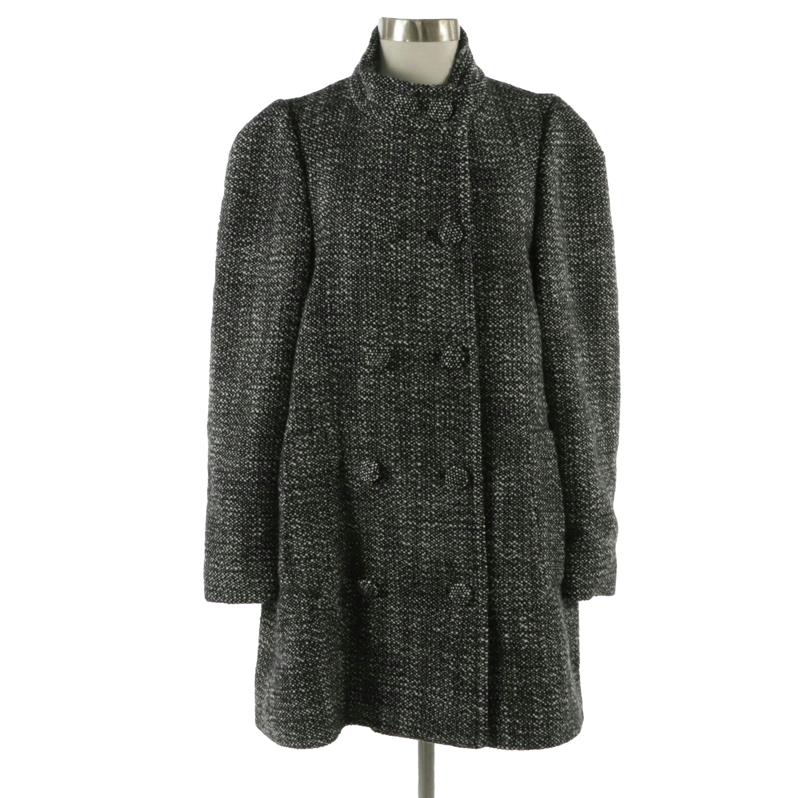 Stella McCartney Bouclé Tweed Double-Breasted Coat in Black and White