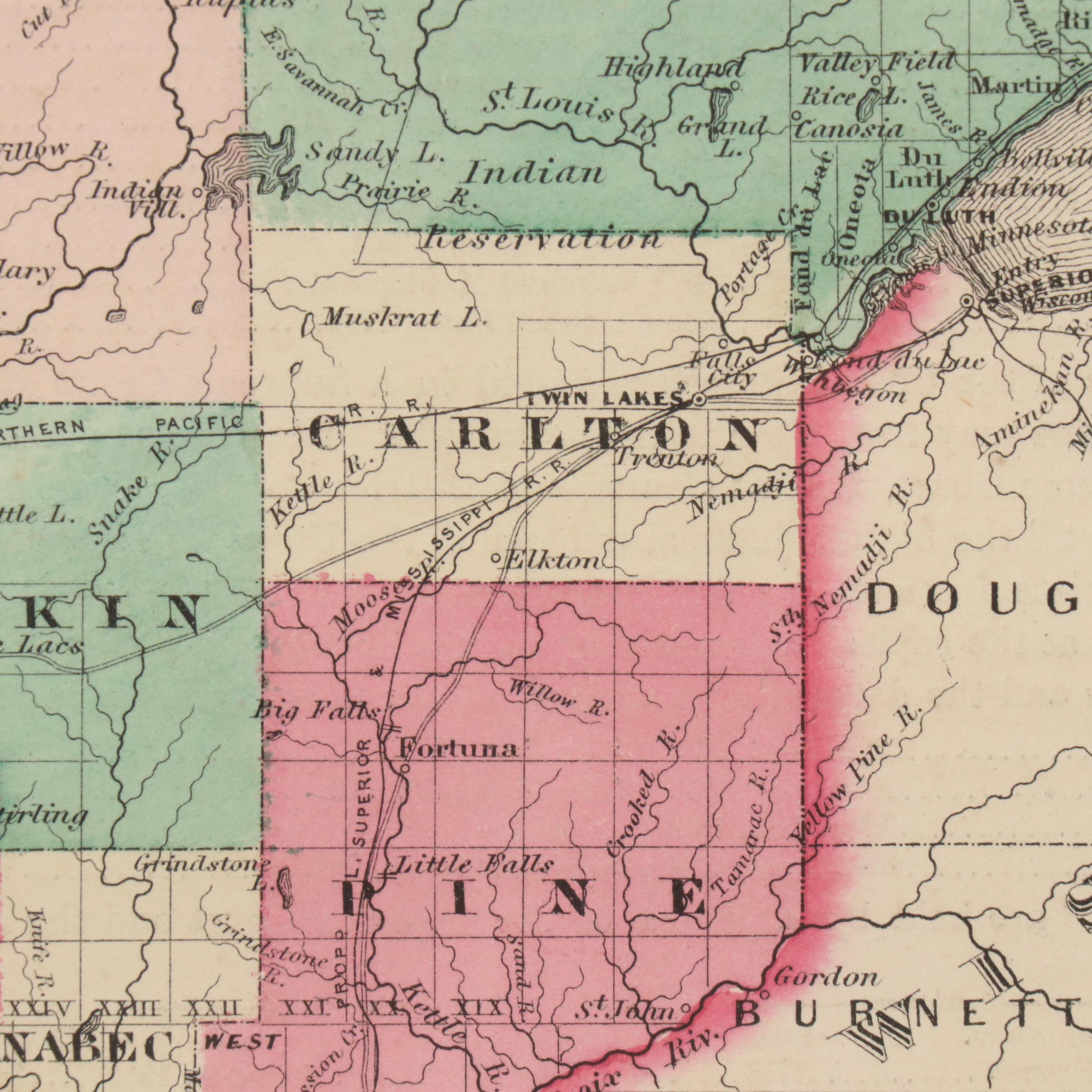 Hand-Colored Engraved County Map "Johnson's Oregon and Washington," Circa 1864
