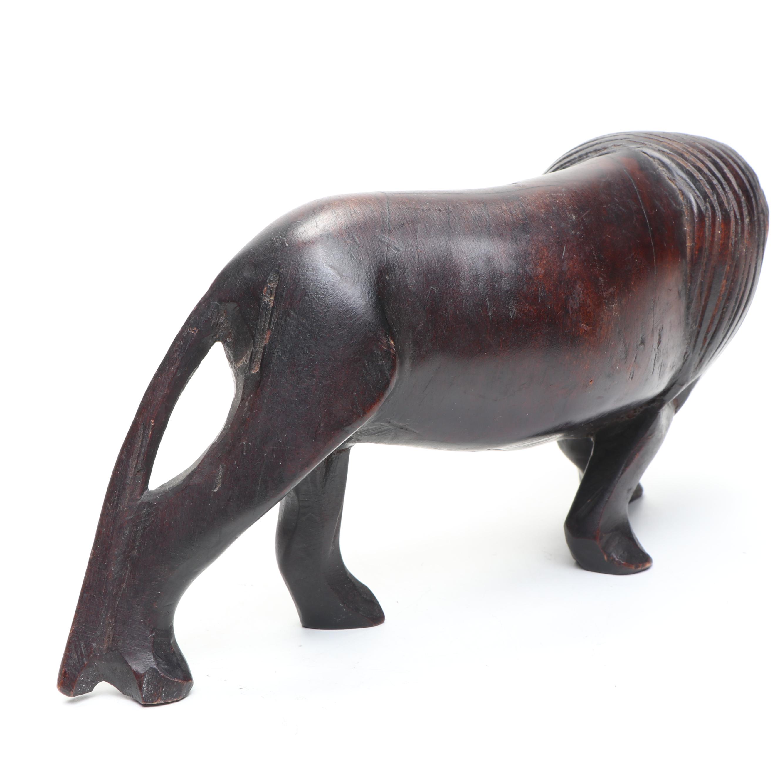 Haitian Hand-Carved Wooden Figures with African Carved Lion