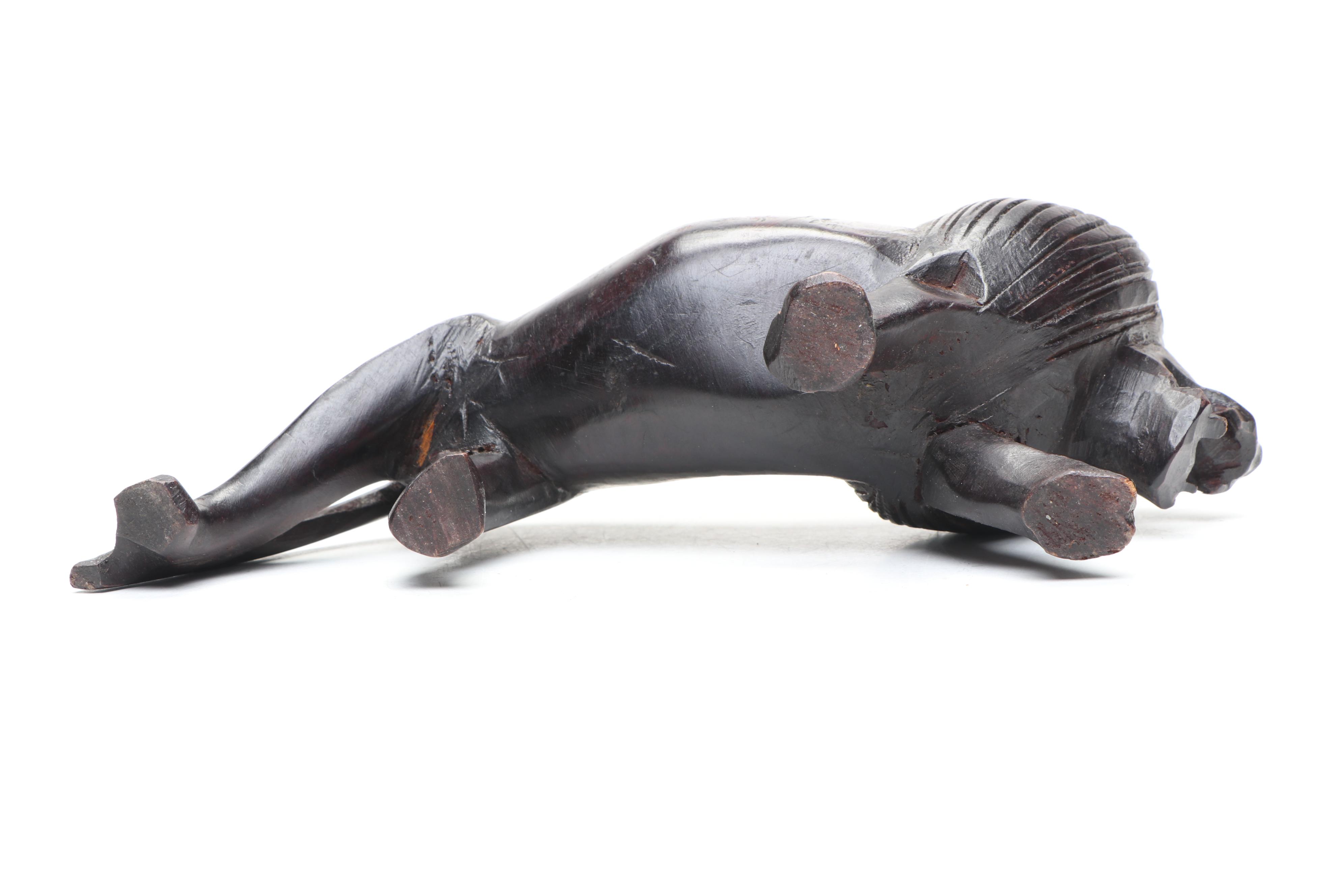 Haitian Hand-Carved Wooden Figures with African Carved Lion