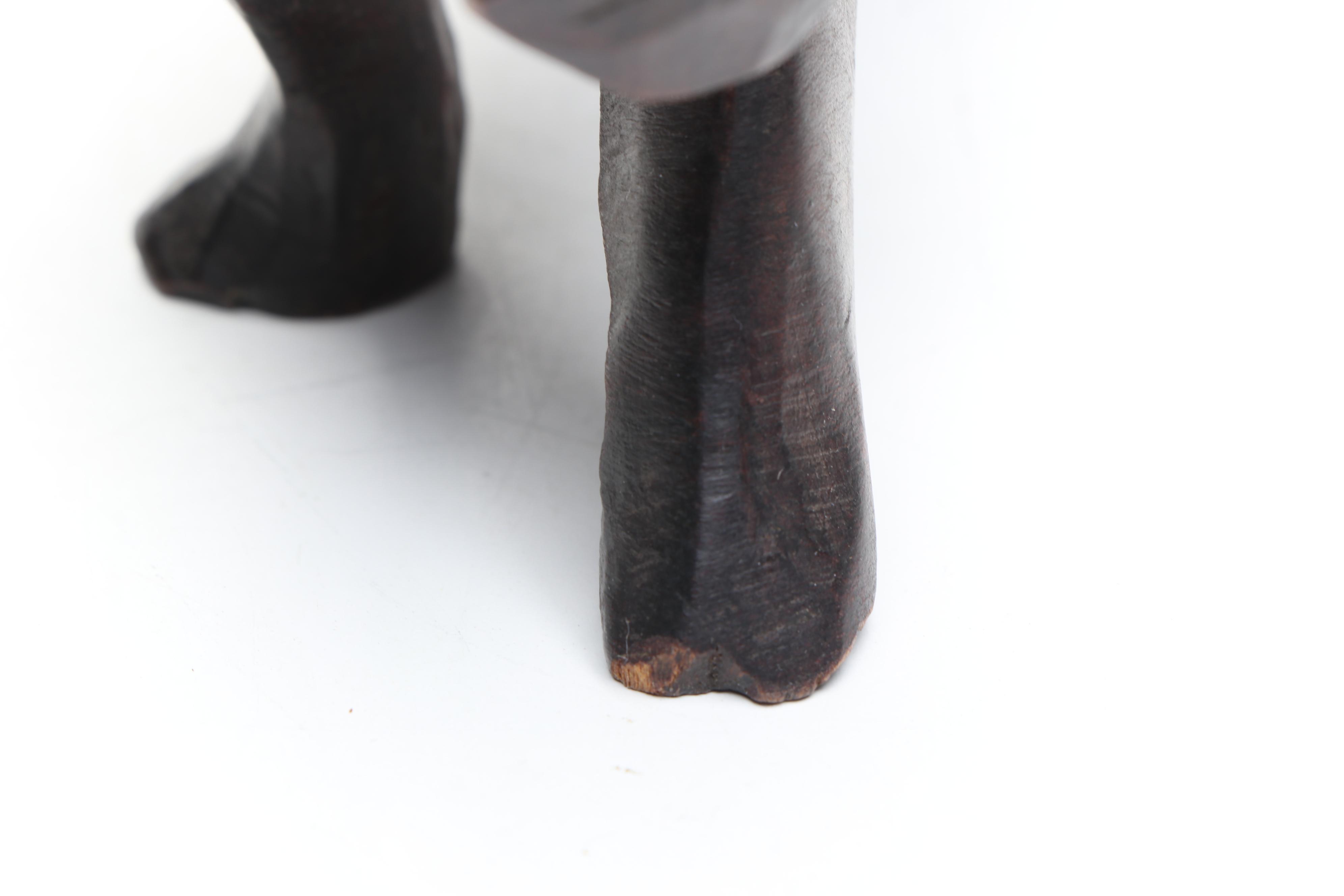 Haitian Hand-Carved Wooden Figures with African Carved Lion