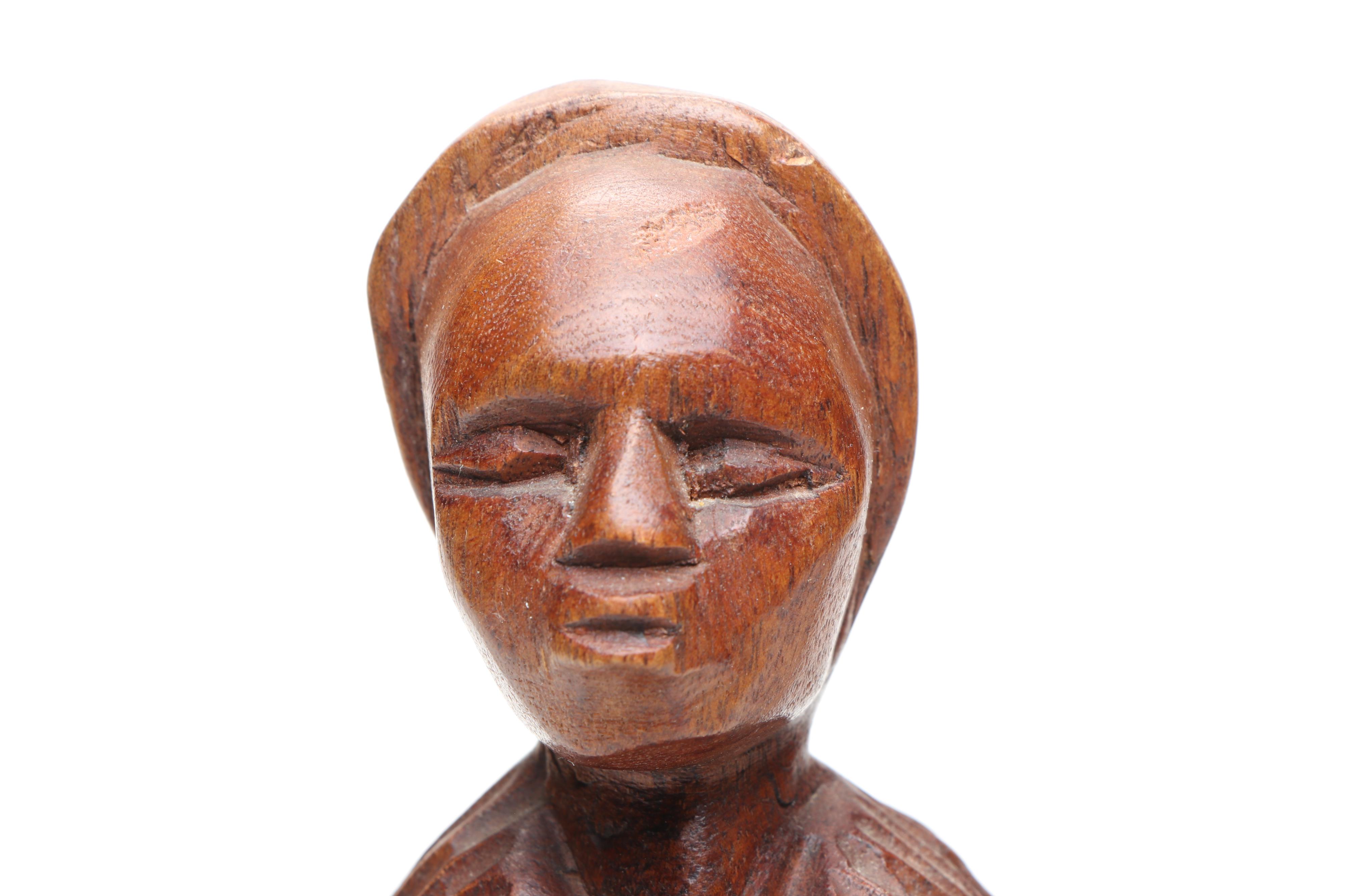 Haitian Hand-Carved Wooden Figures with African Carved Lion