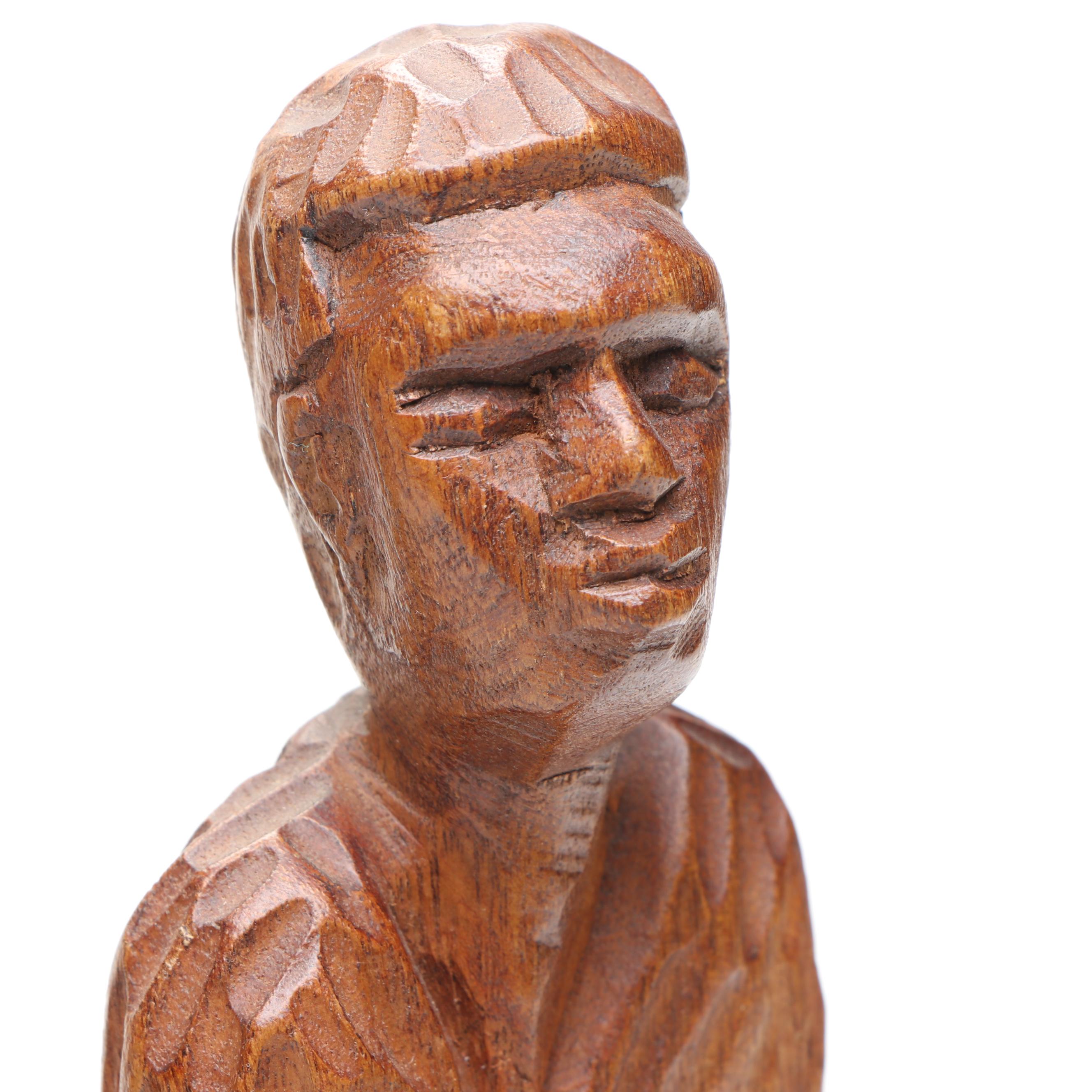 Haitian Hand-Carved Wooden Figures with African Carved Lion