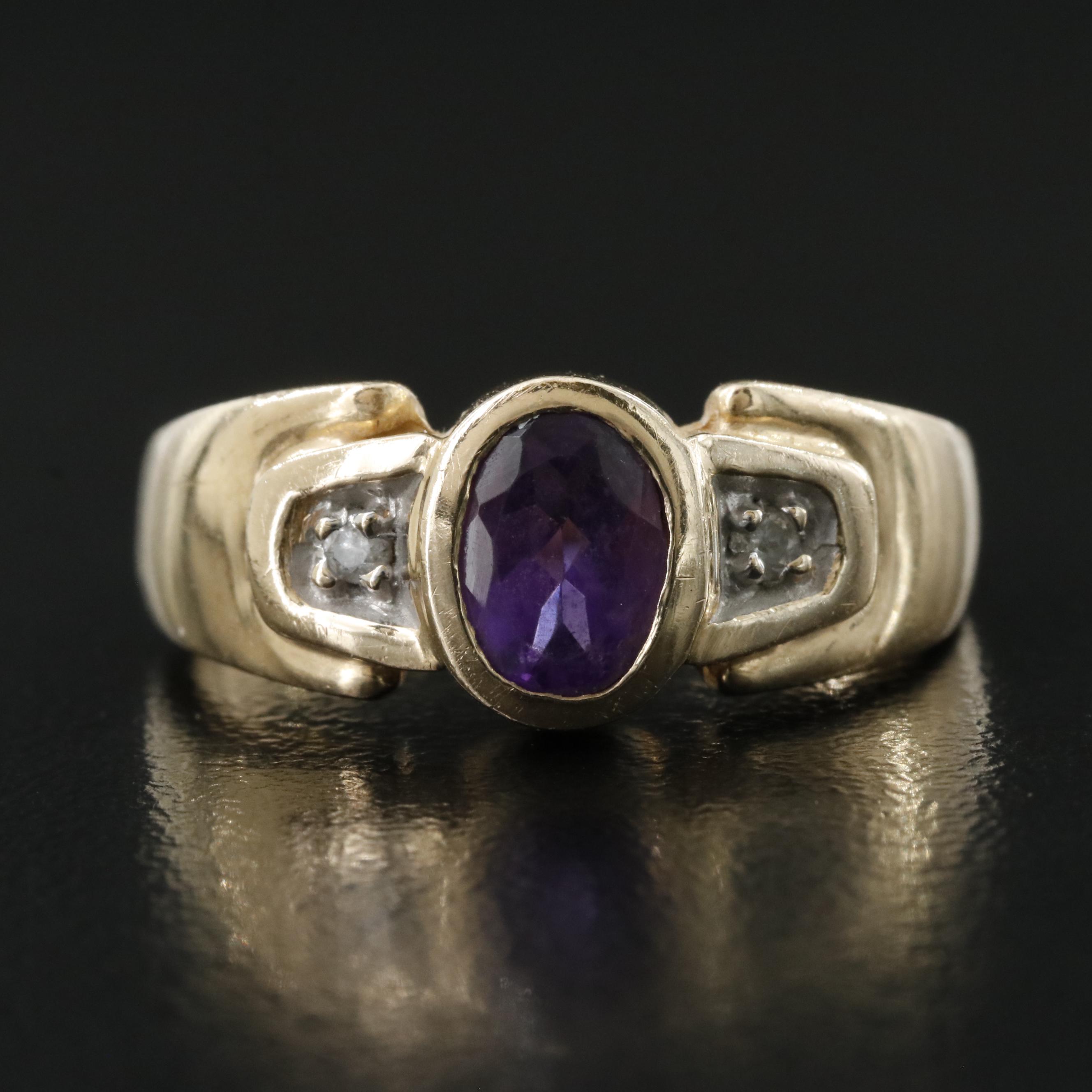10K Amethyst and Diamond Ring