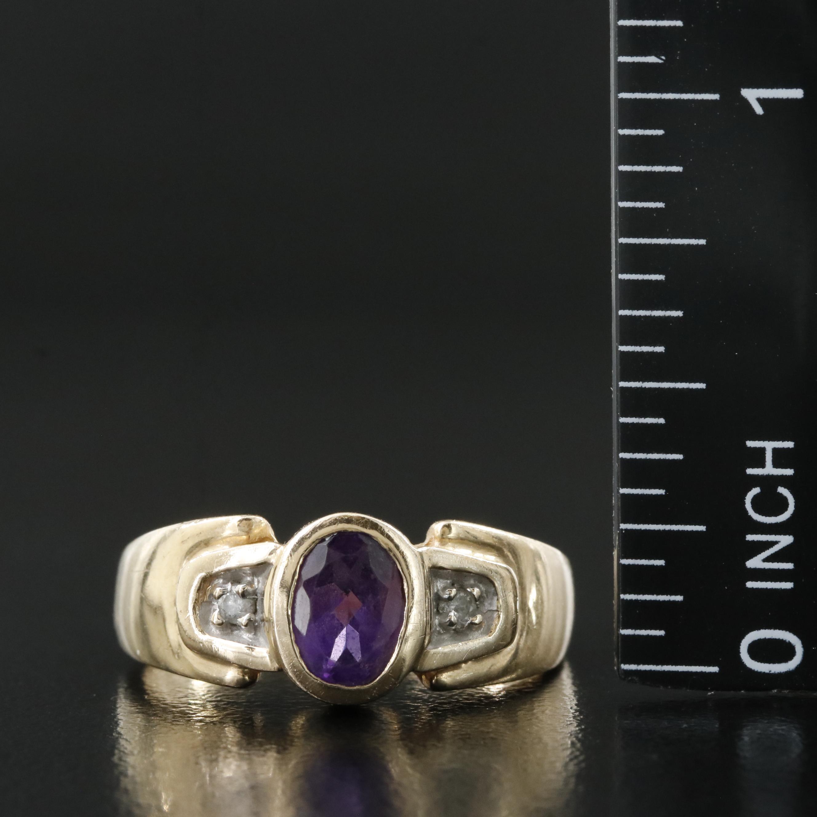 10K Amethyst and Diamond Ring