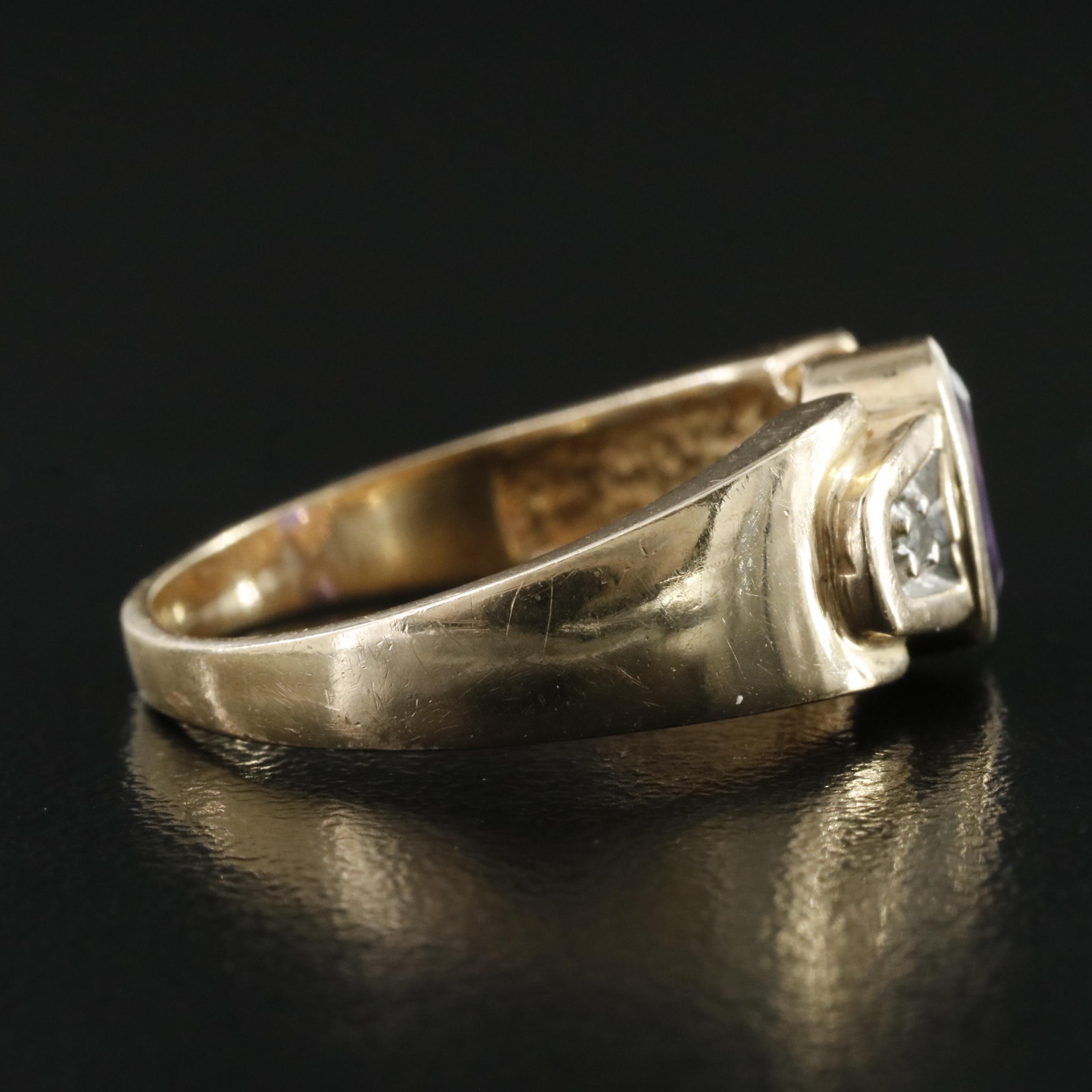 10K Amethyst and Diamond Ring