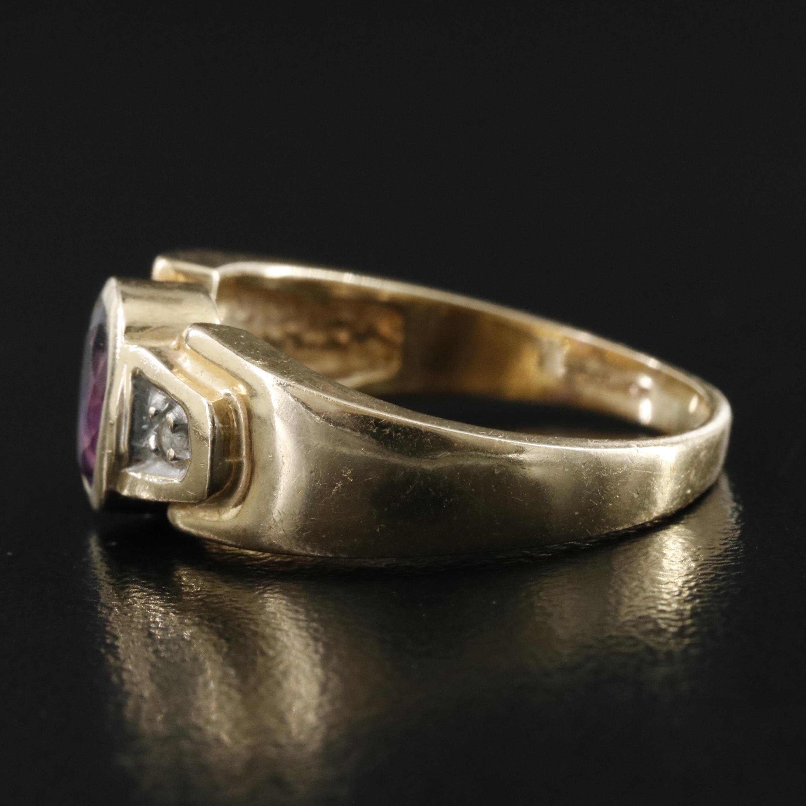10K Amethyst and Diamond Ring