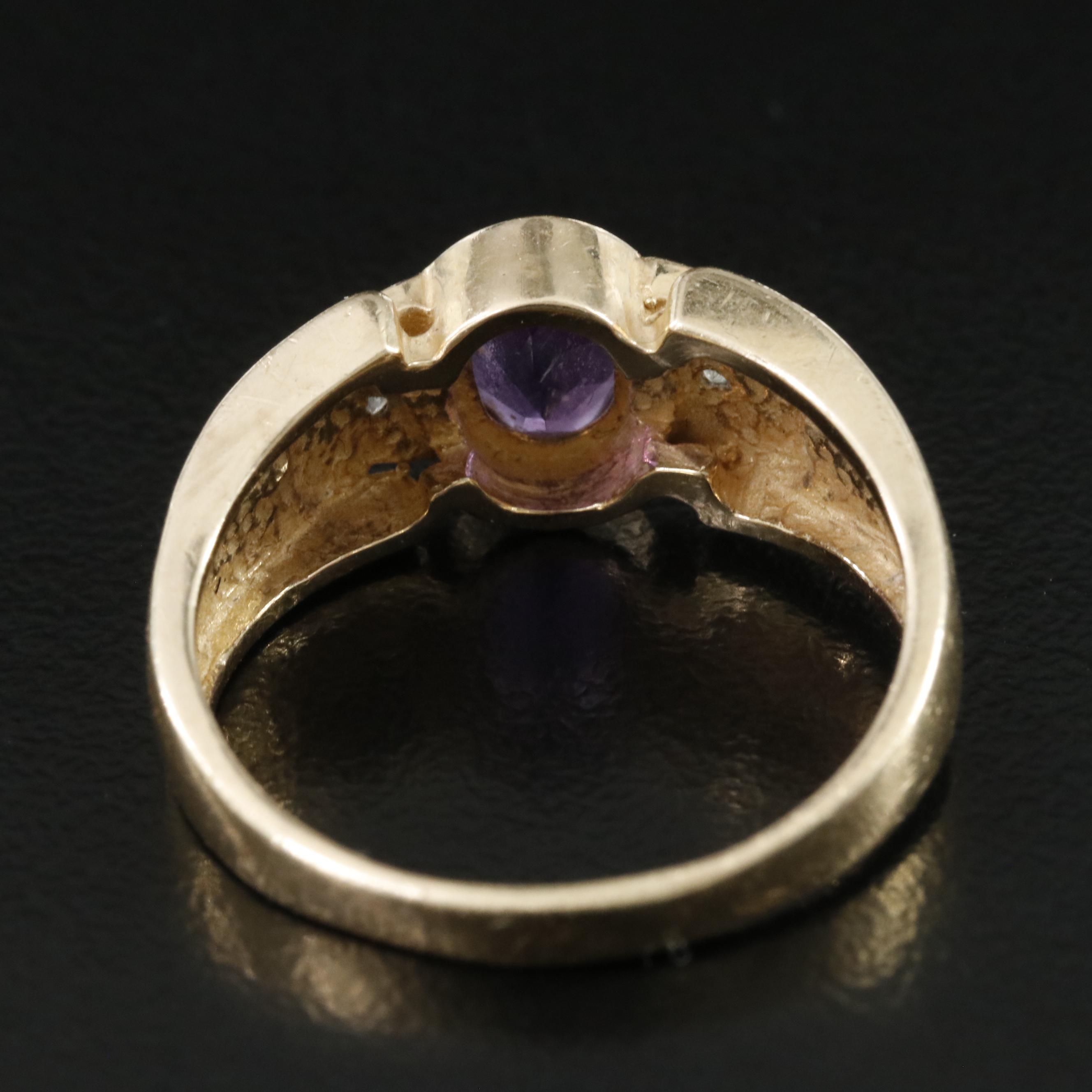 10K Amethyst and Diamond Ring