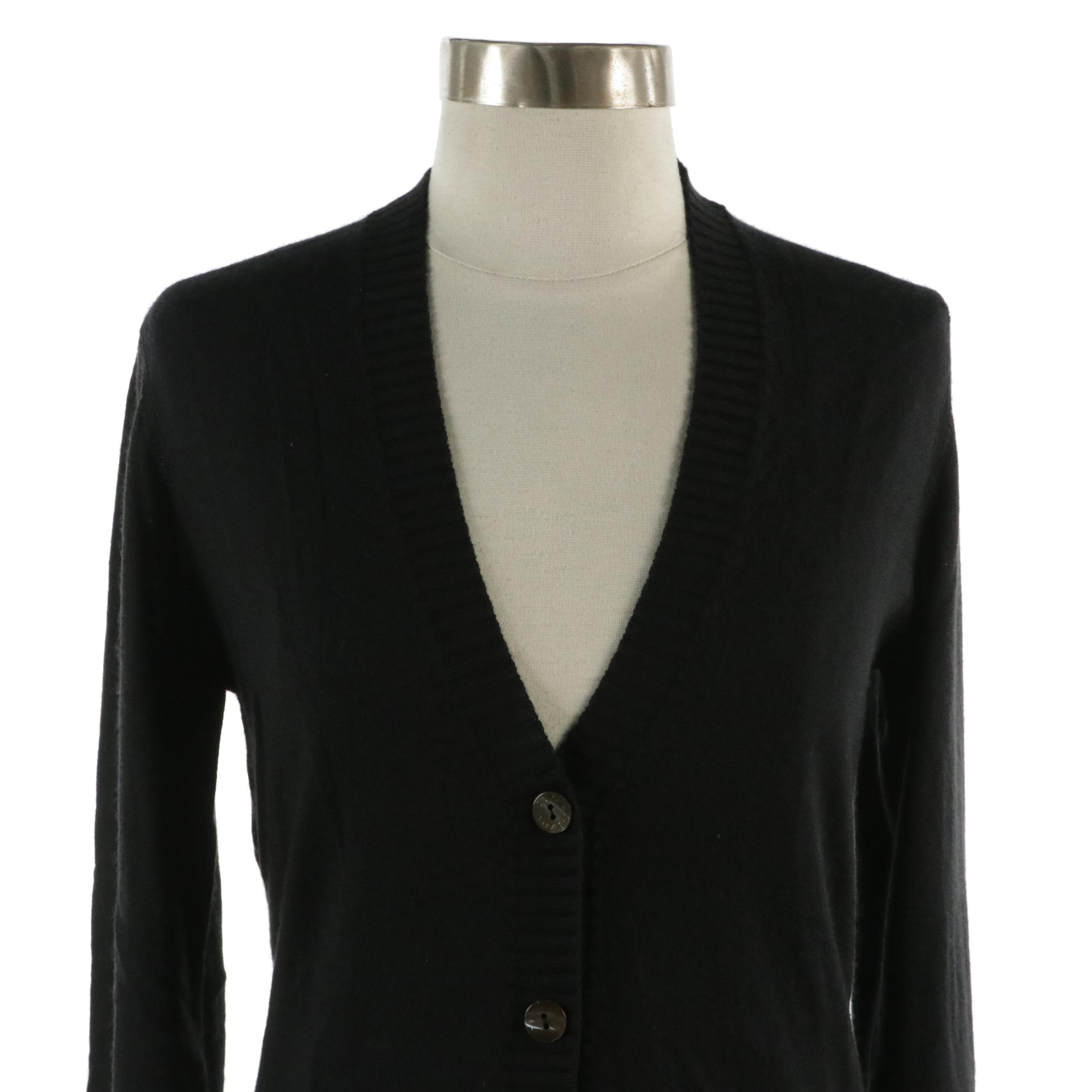 Dolce & Gabbana V-Neck Cardigan Sweater in Black Cashmere and Silk, With Tags