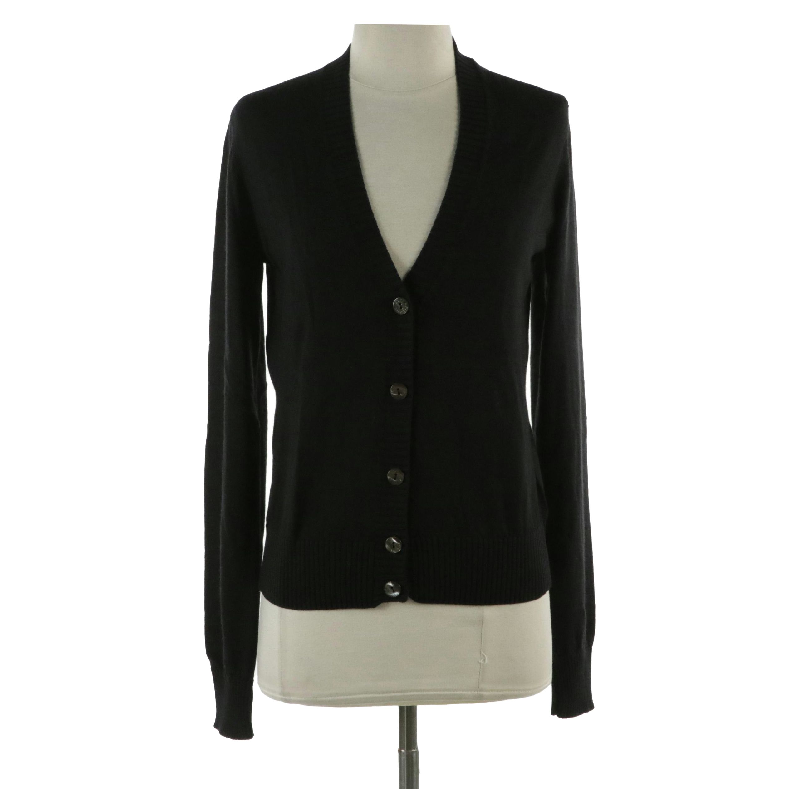 Dolce & Gabbana V-Neck Cardigan Sweater in Black Cashmere and Silk, With Tags