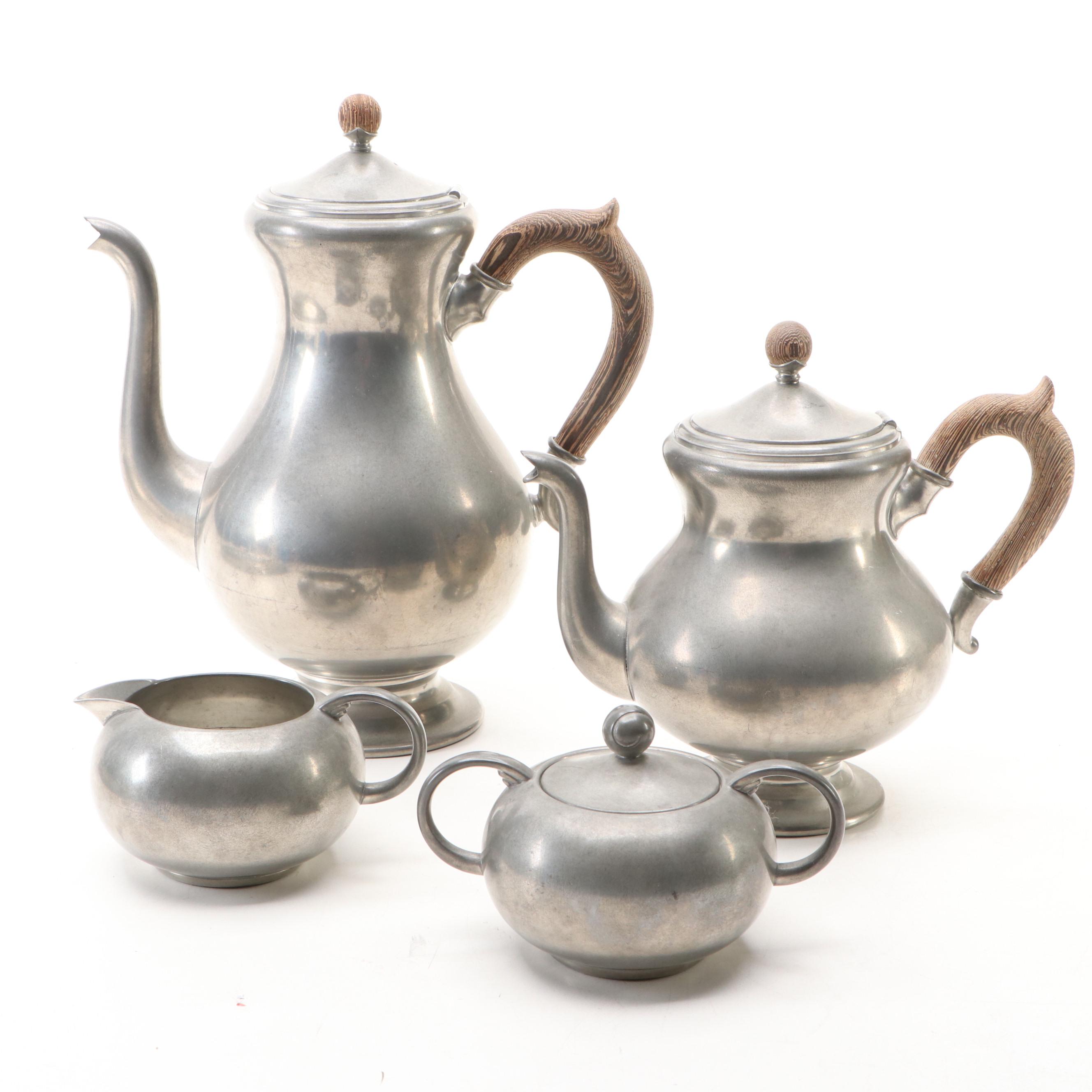 Royal Holland Pewter Teapot and Coffee Pot with Other Pewter Table Accessories