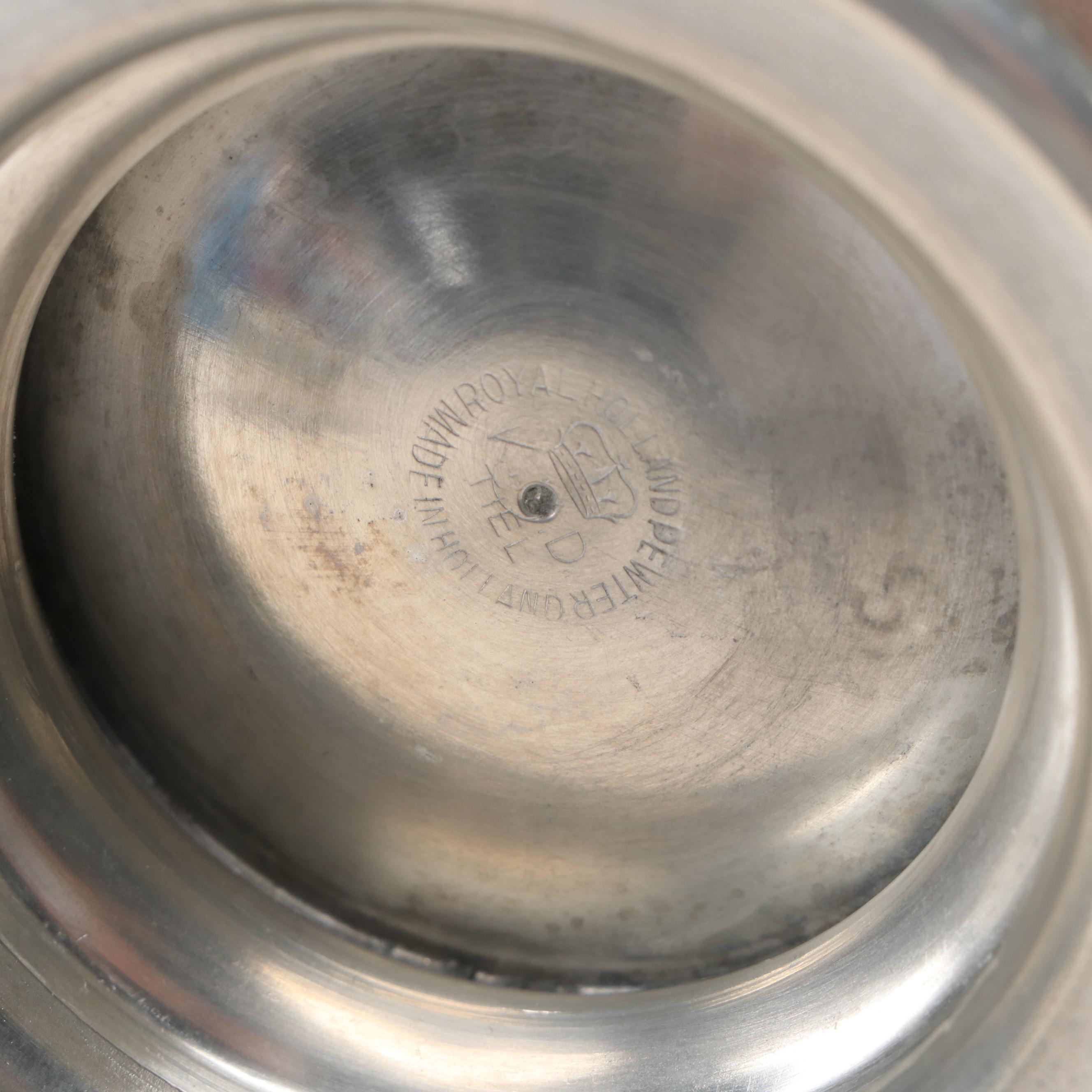 Royal Holland Pewter Teapot and Coffee Pot with Other Pewter Table Accessories