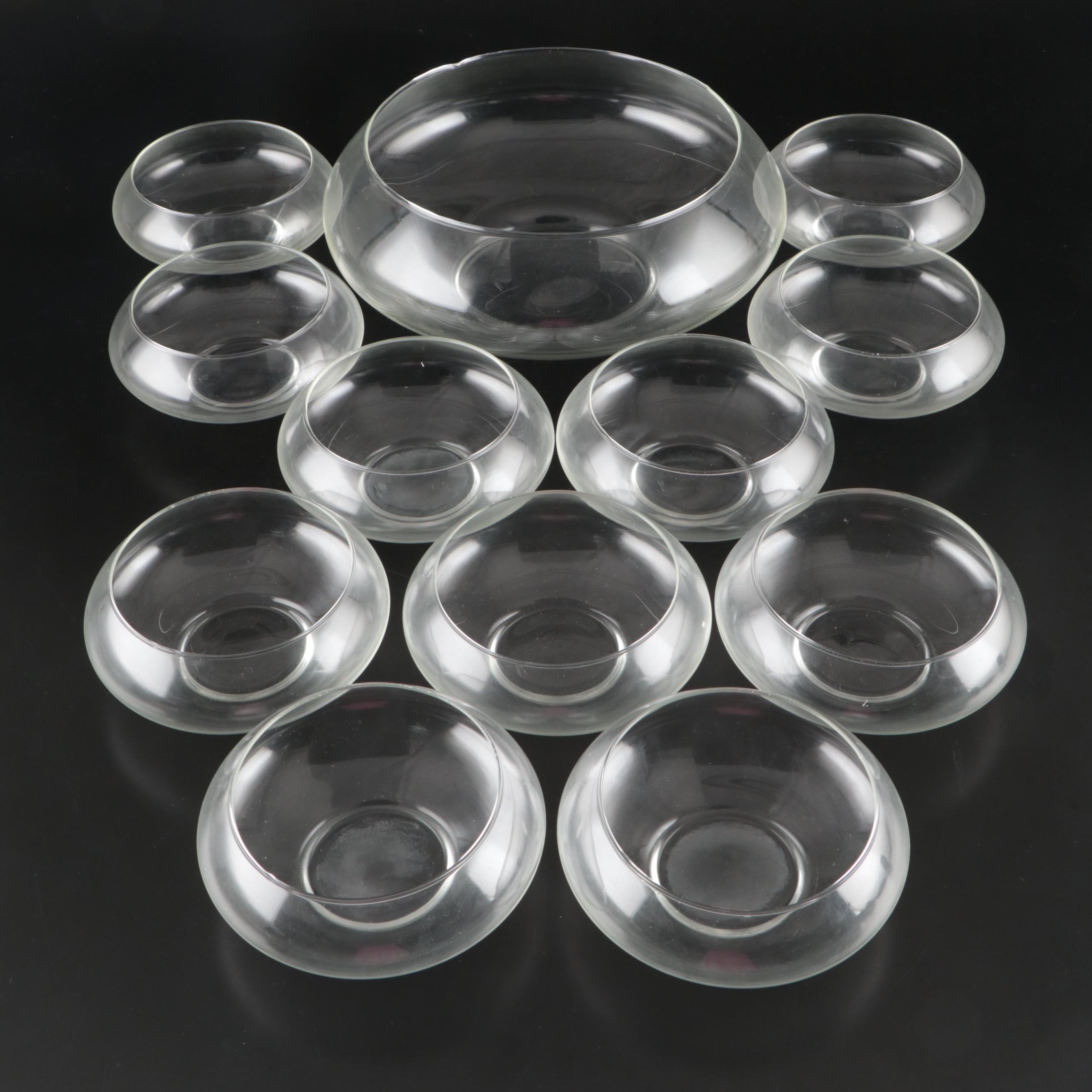 Glass Serving Bowl with Decorative Glass Bowls