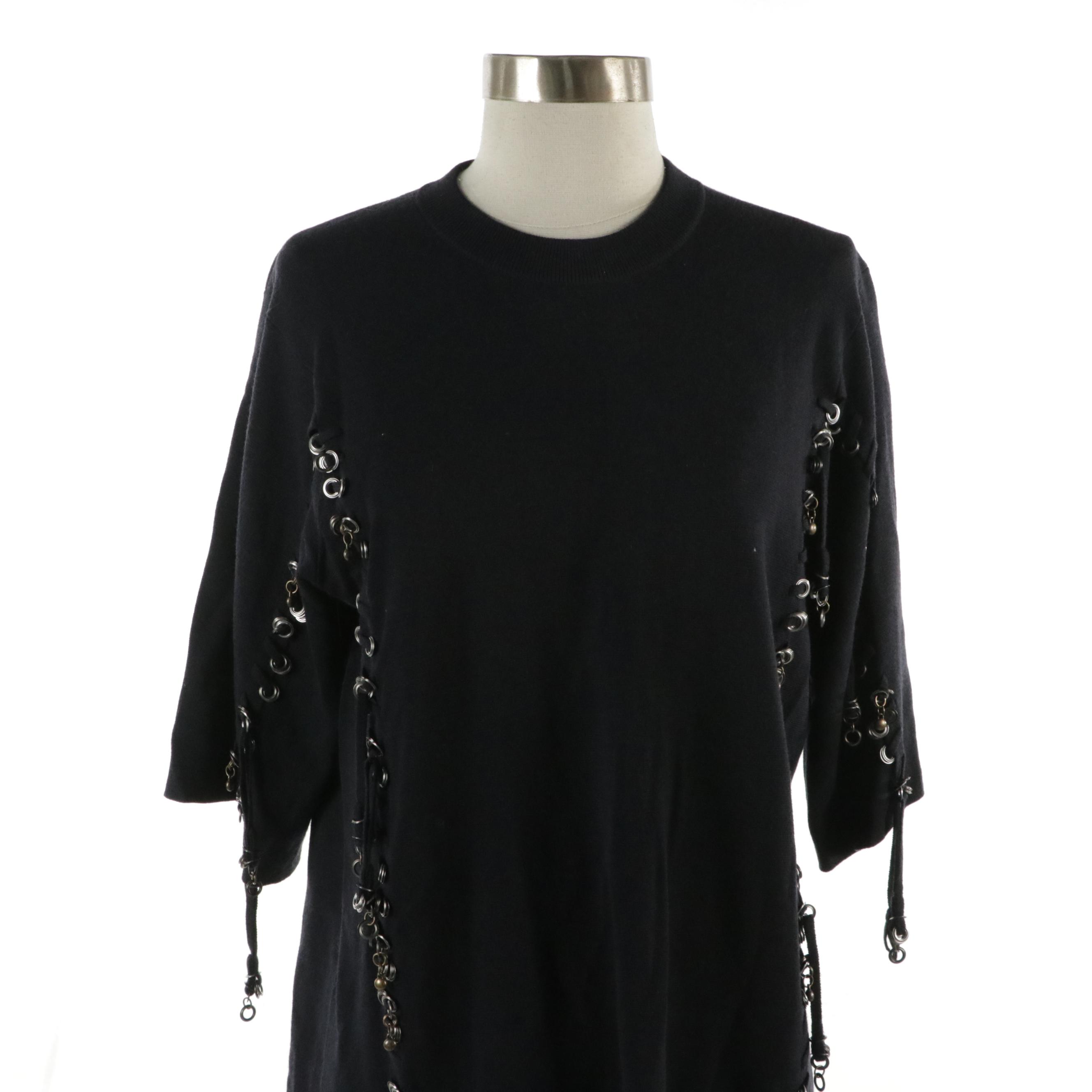 Chloé Grommet Embellished Wool Knit Dress