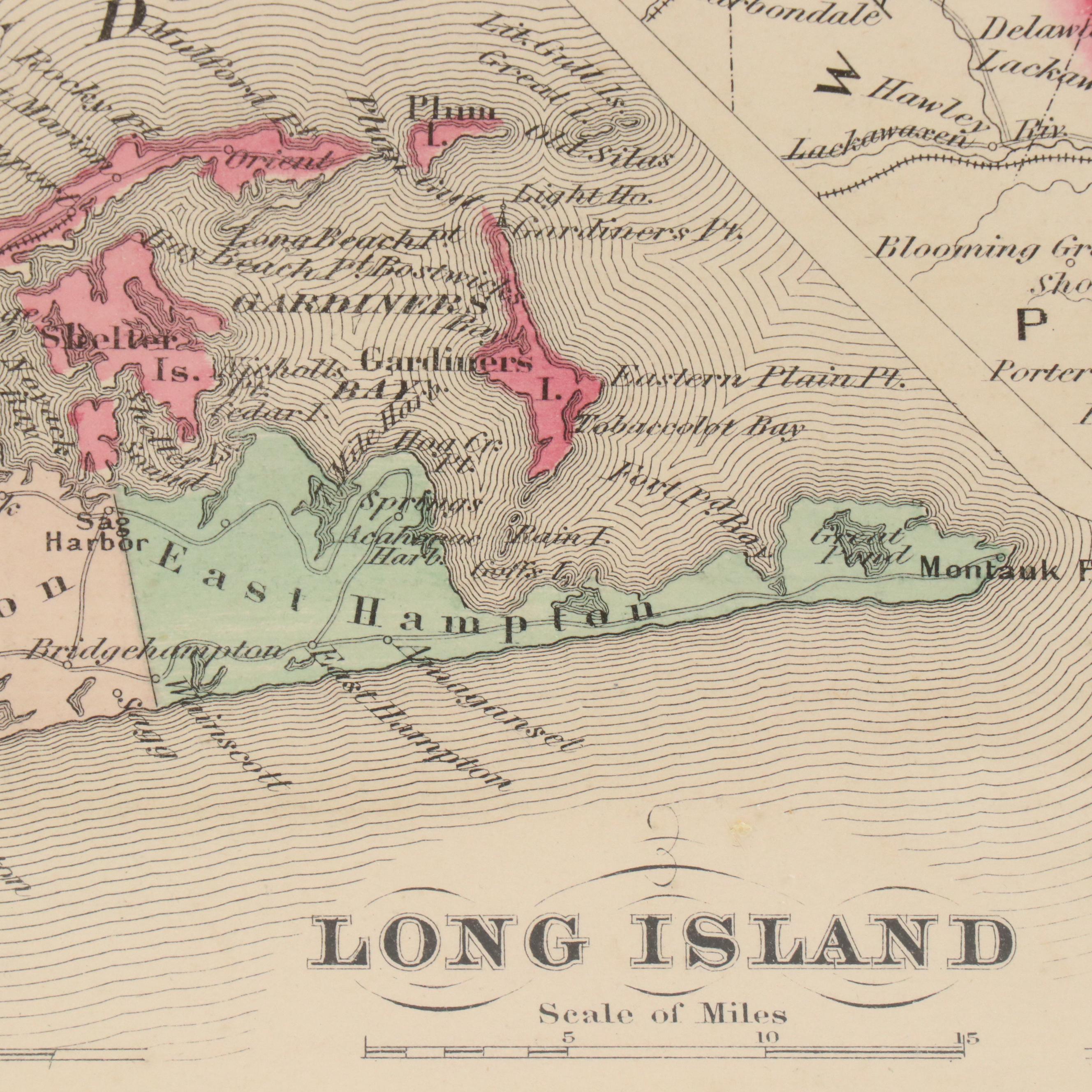 Hand-Colored Engraved County Map "Johnson's New York," Circa 1864