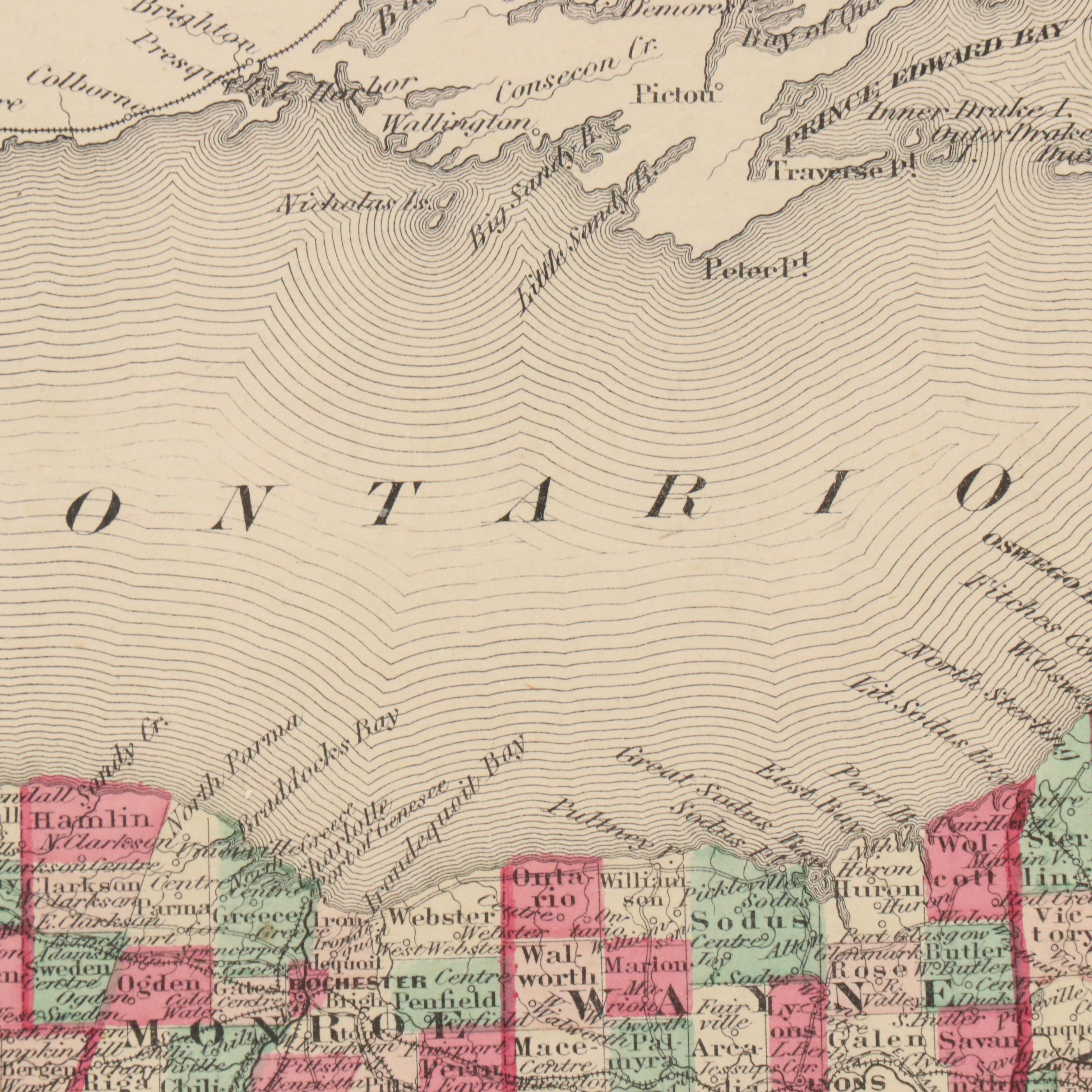 Hand-Colored Engraved County Map "Johnson's New York," Circa 1864